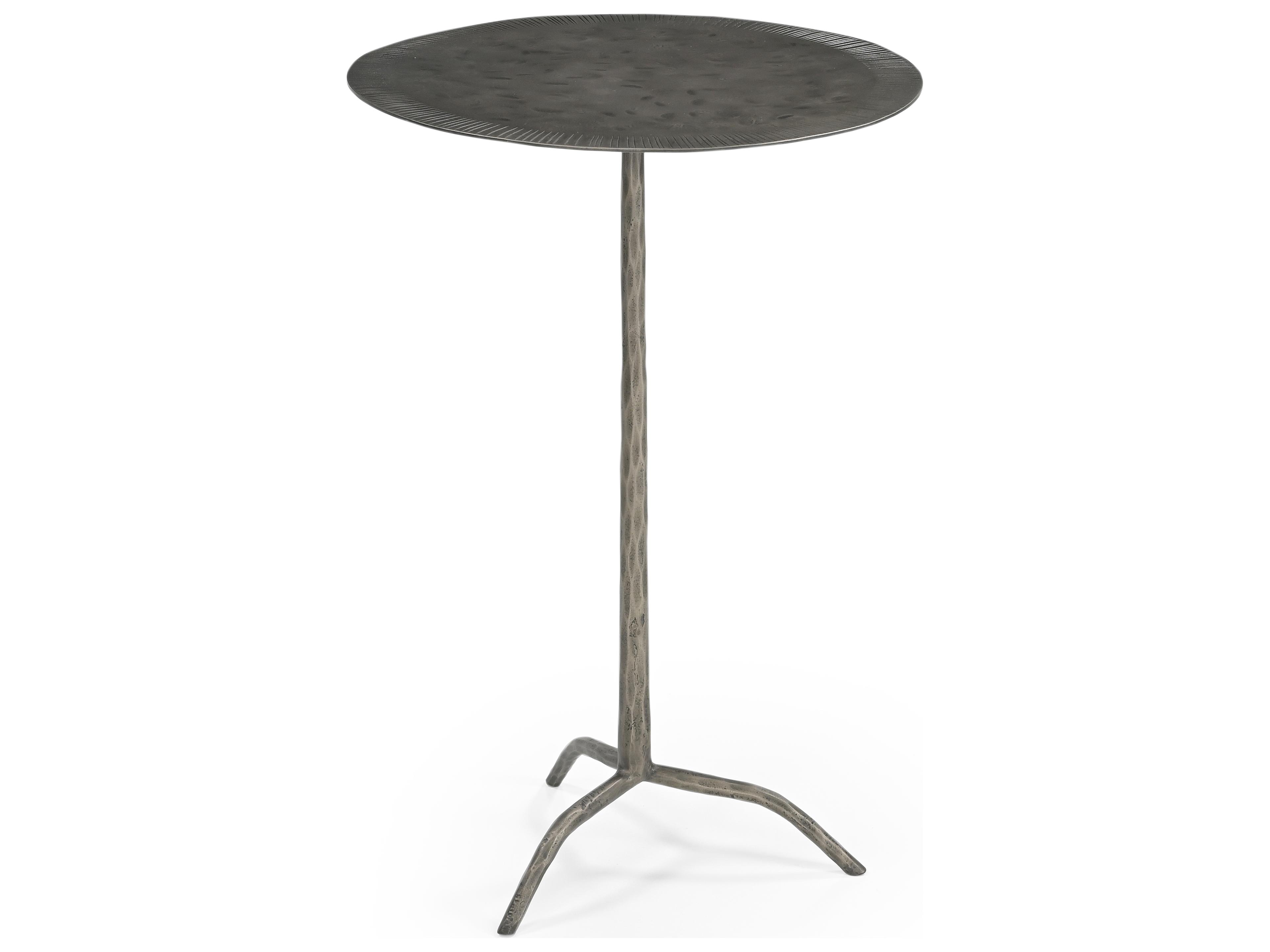 Silas Round Metal Antique Nickel End Table