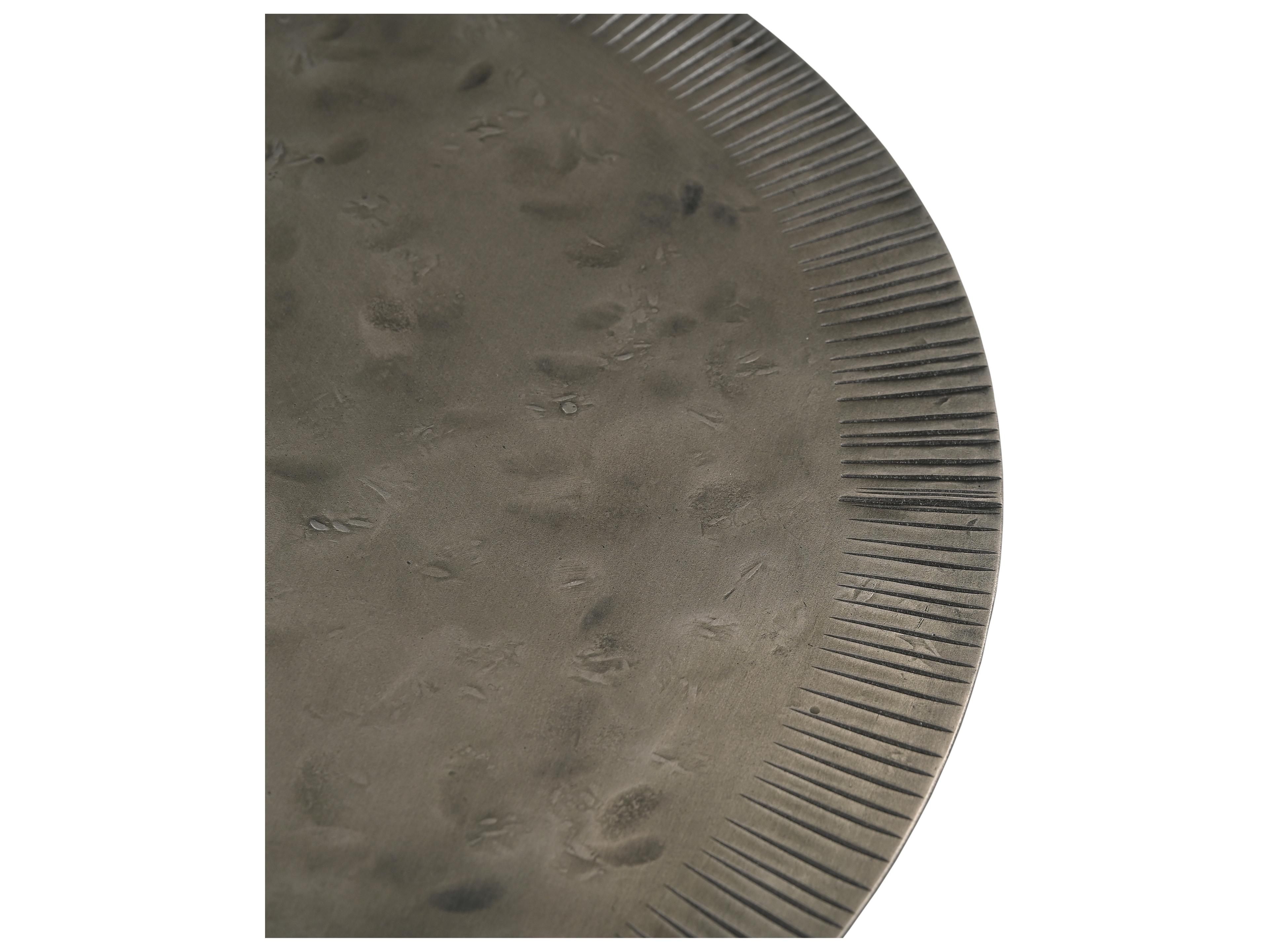 Bassett Mirror Silas Round Metal Antique Nickel End Table