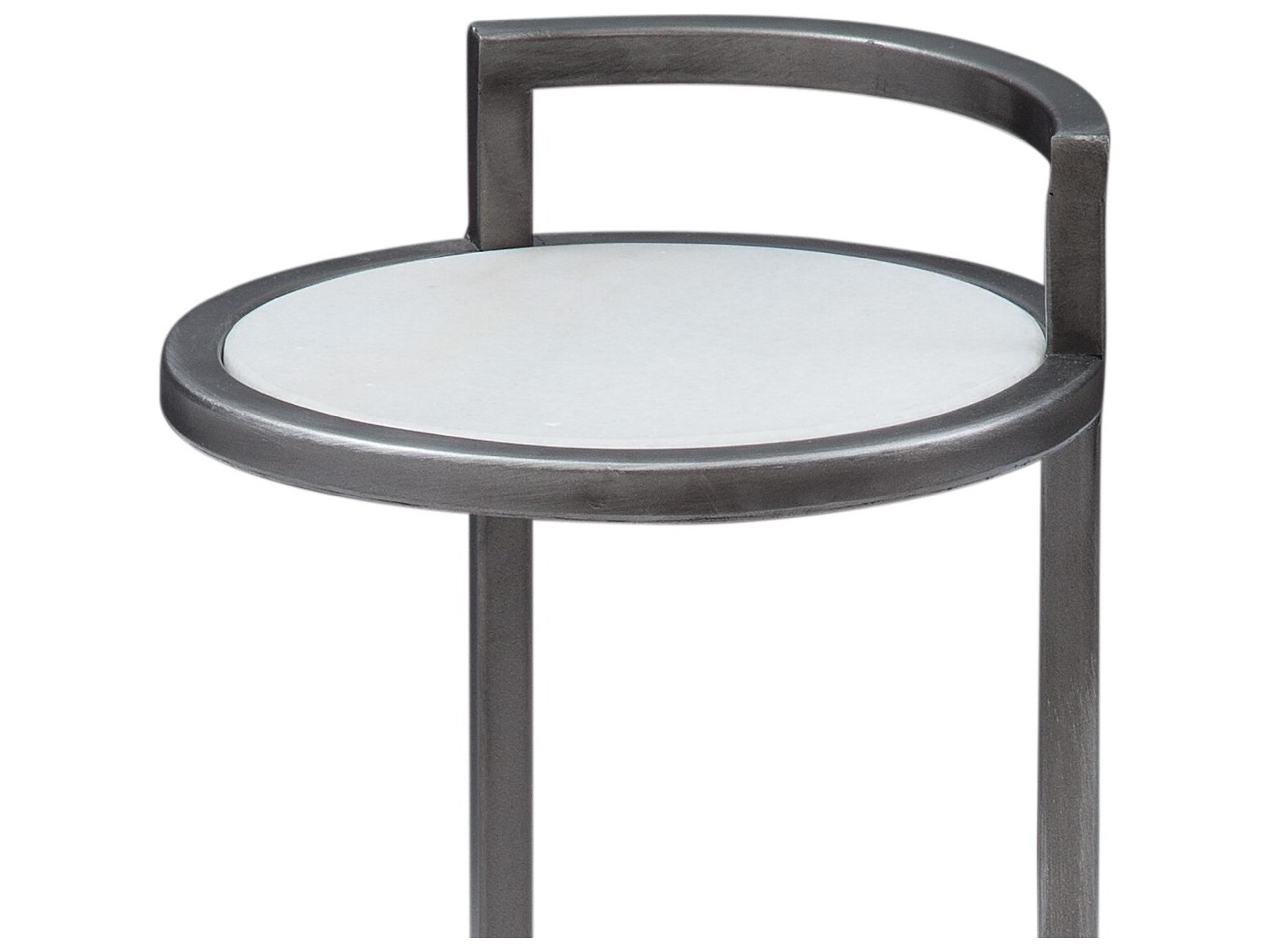 Bassett Mirror Surrey Scatter Round Black White Marble End Table
