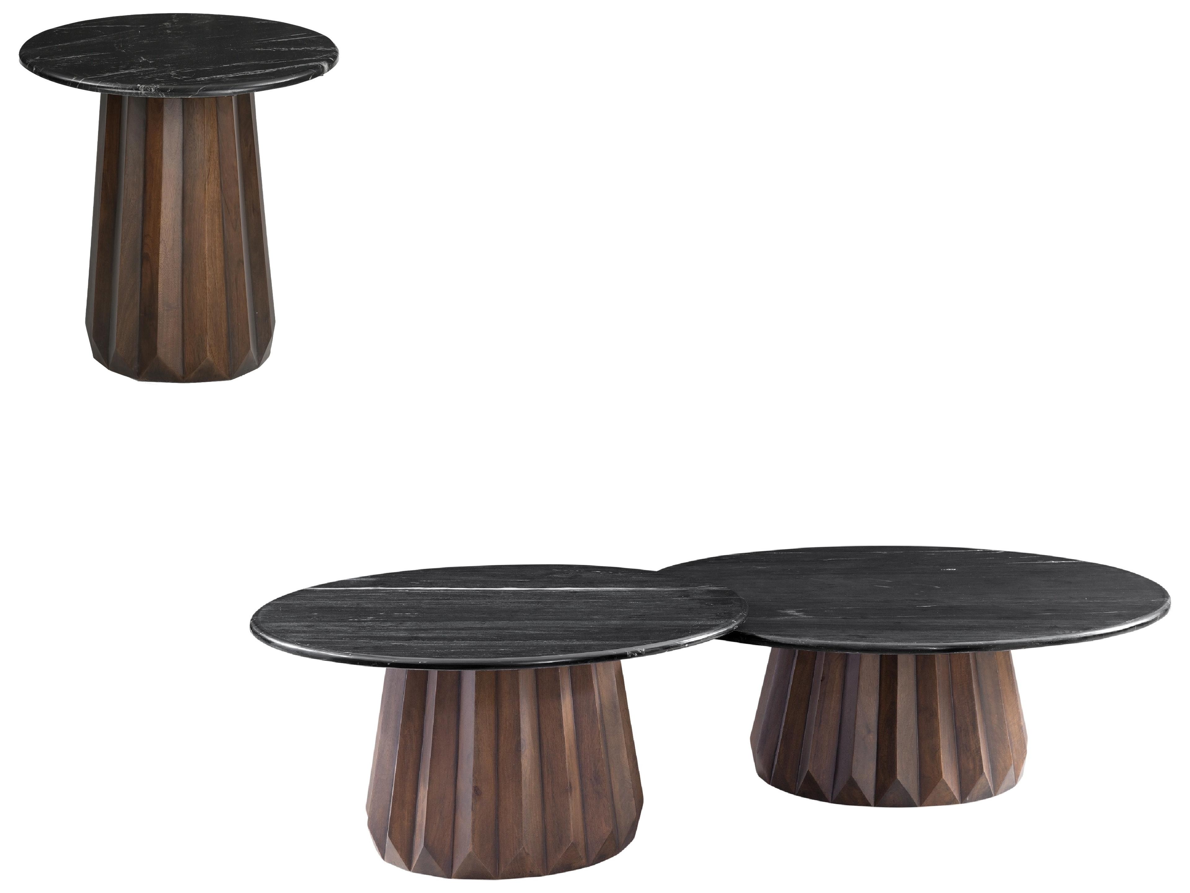 Bassett Mirror Round Marble Brown End Table