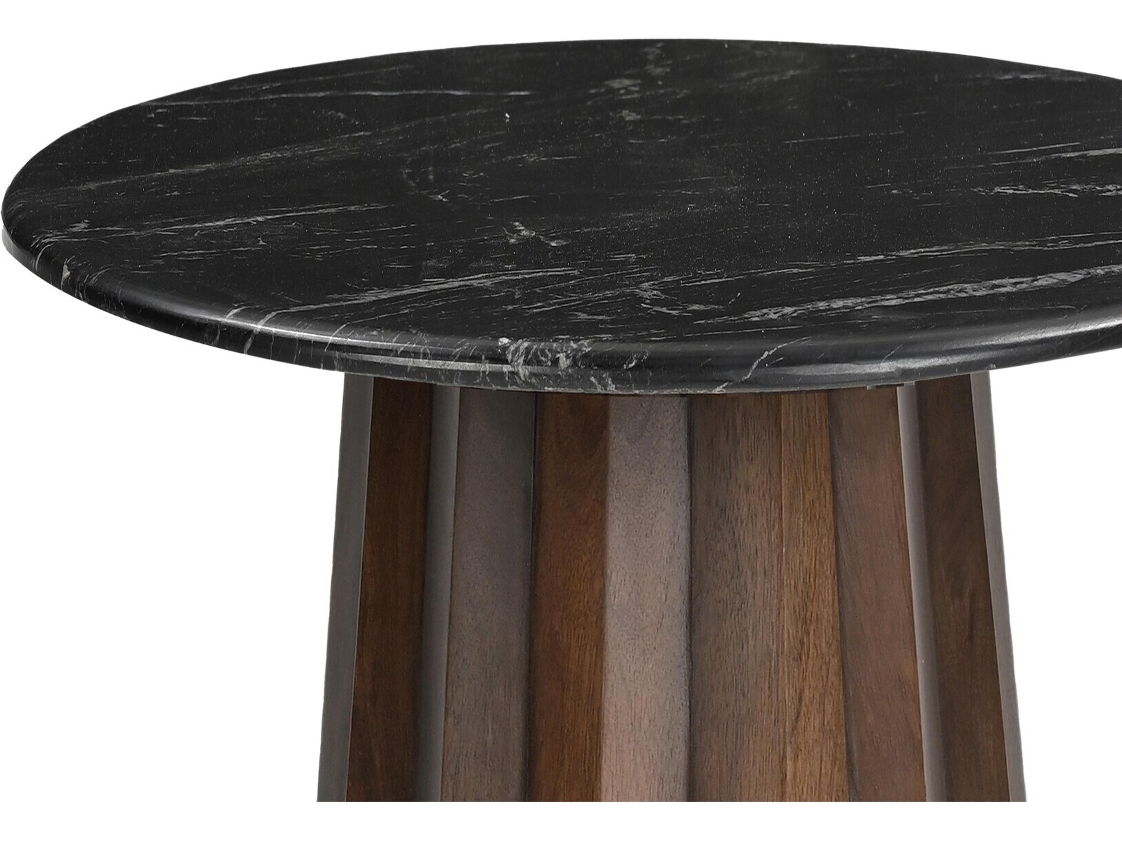 Bassett Mirror Round Marble Brown End Table