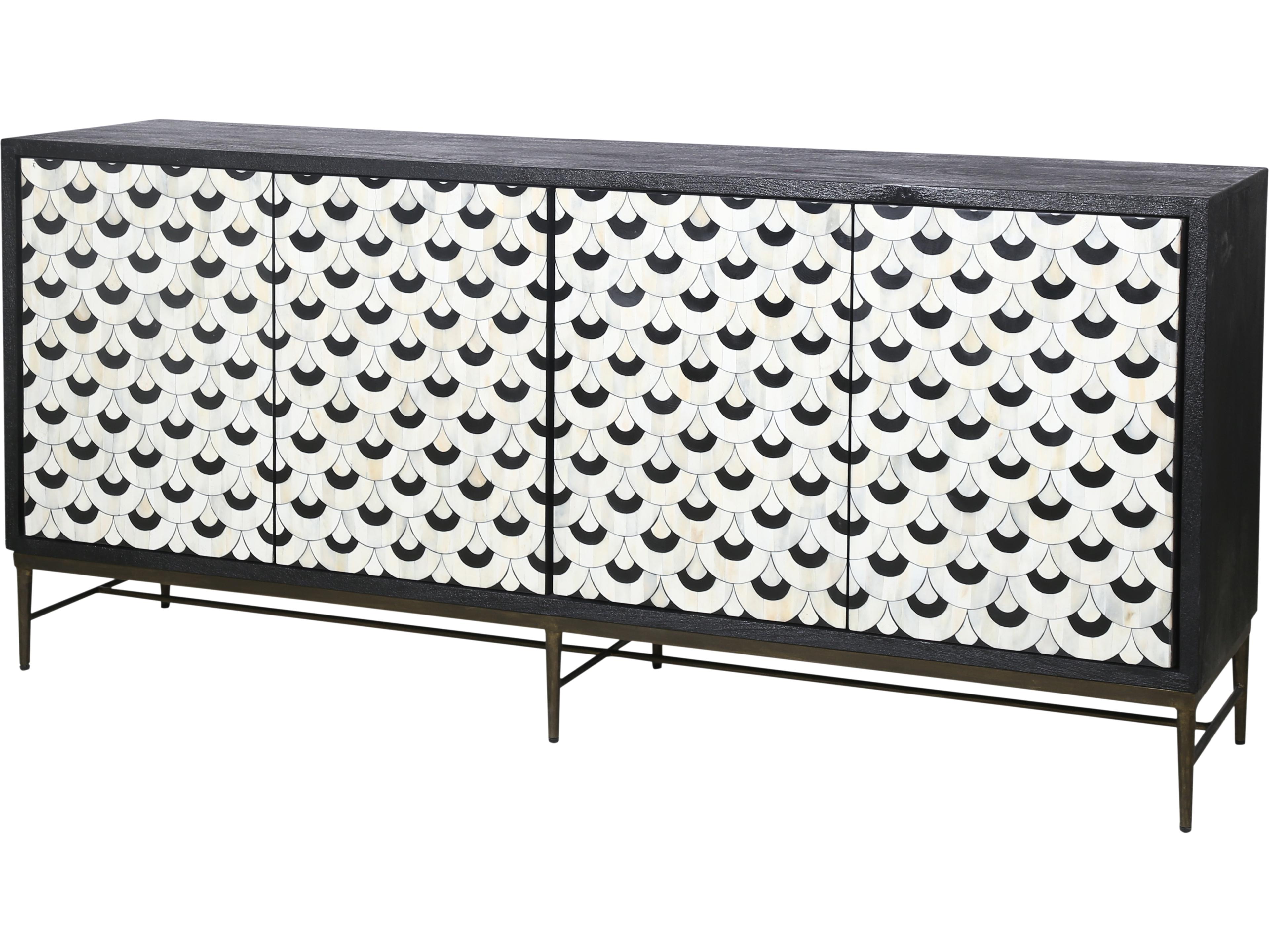 70" Mango Wood Black Sideboard