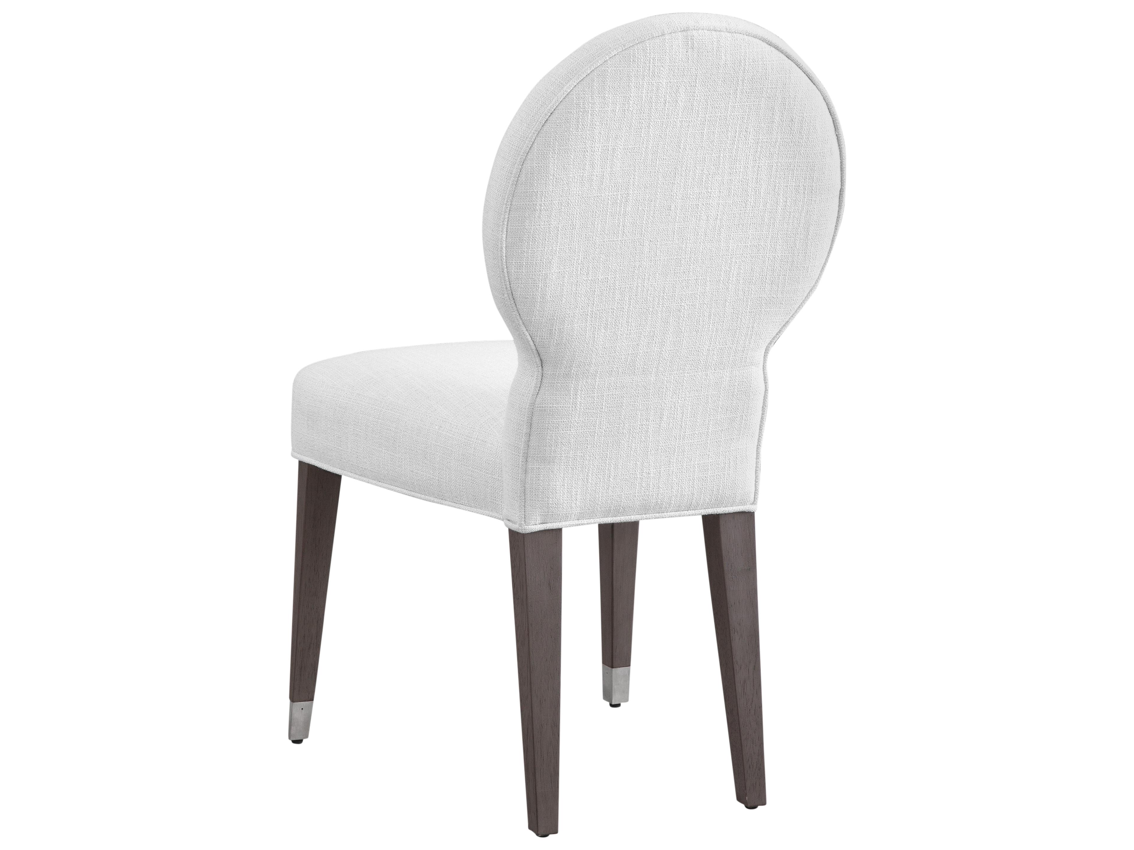 Bassett Mirror Farrah Fabric Hardwood White Upholstered Side Dining Chair Set of 2