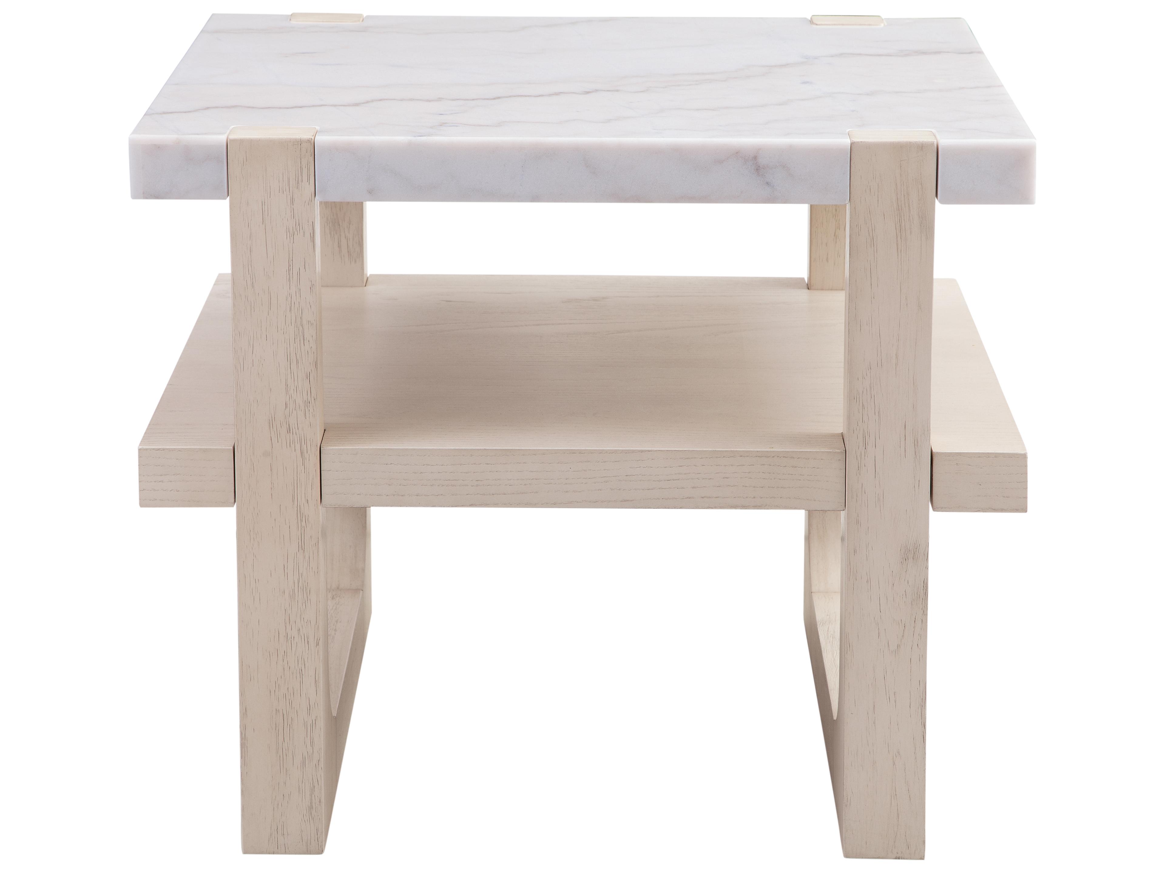 Newport Rectangular Marble Sunbleached Ash End Table