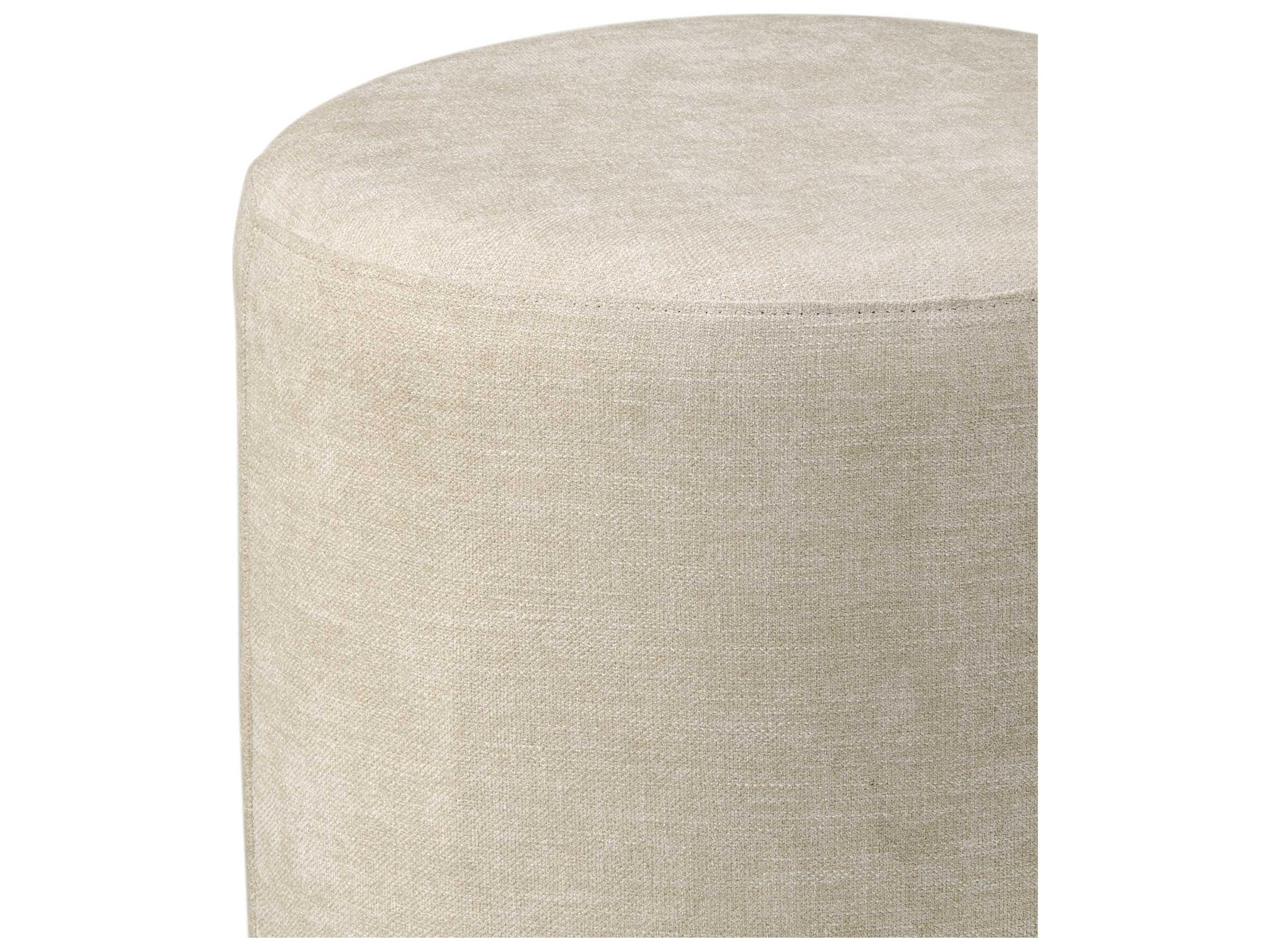 Bassett Mirror Anderson Round Cream Upholstered Ottoman