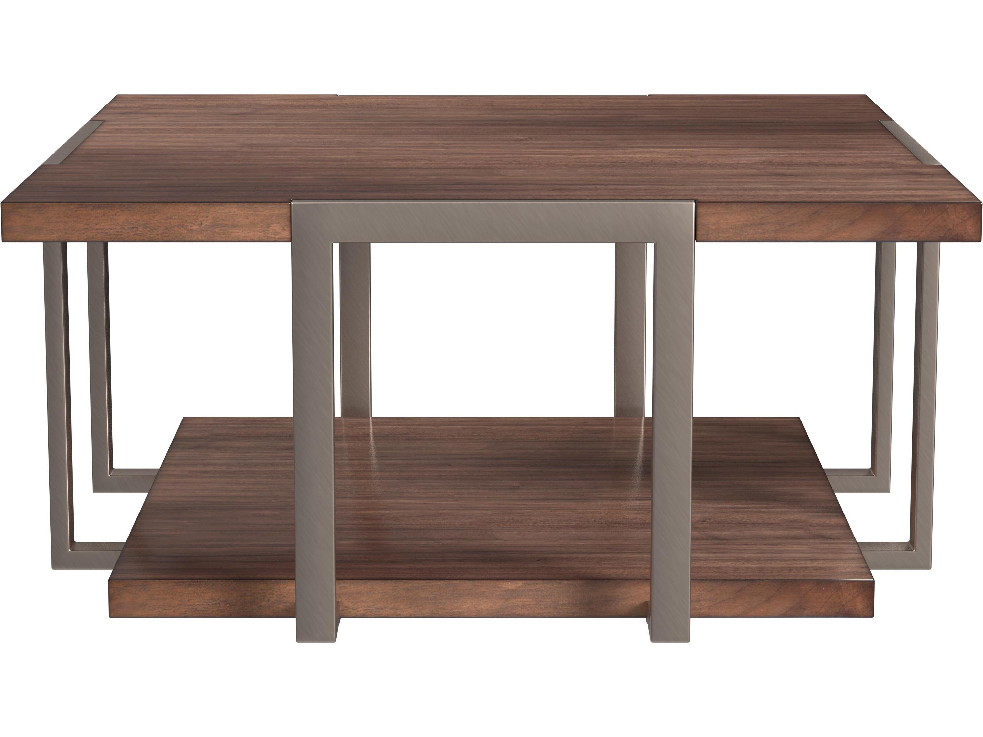 Brooke Square Wood Walnut Brushed Gold Cocktail Table