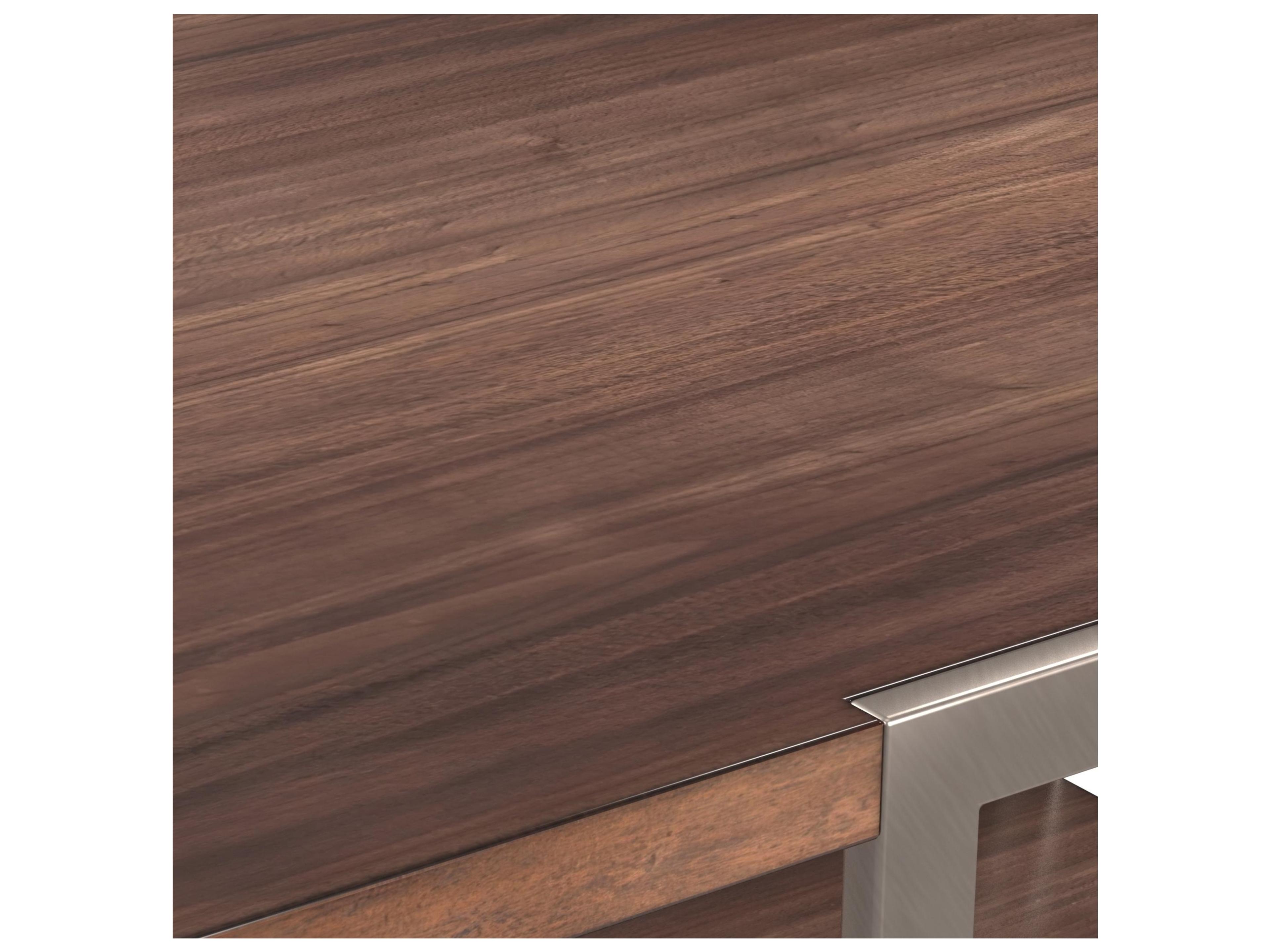 Bassett Mirror Brooke Square Wood Walnut Brushed Gold Cocktail Table