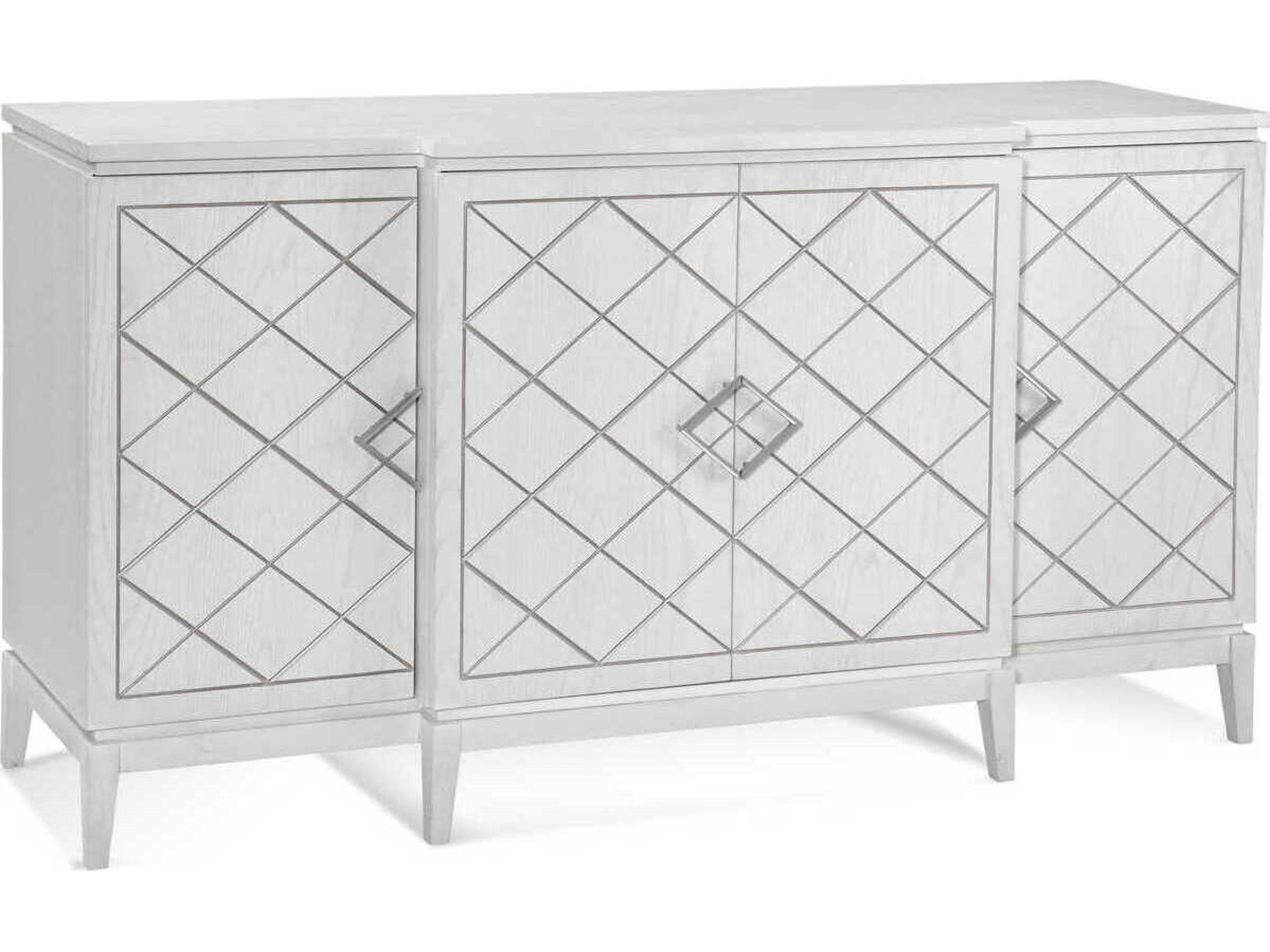 assett Mirror Farrow 68" Oak Wood White Silver Sideboar