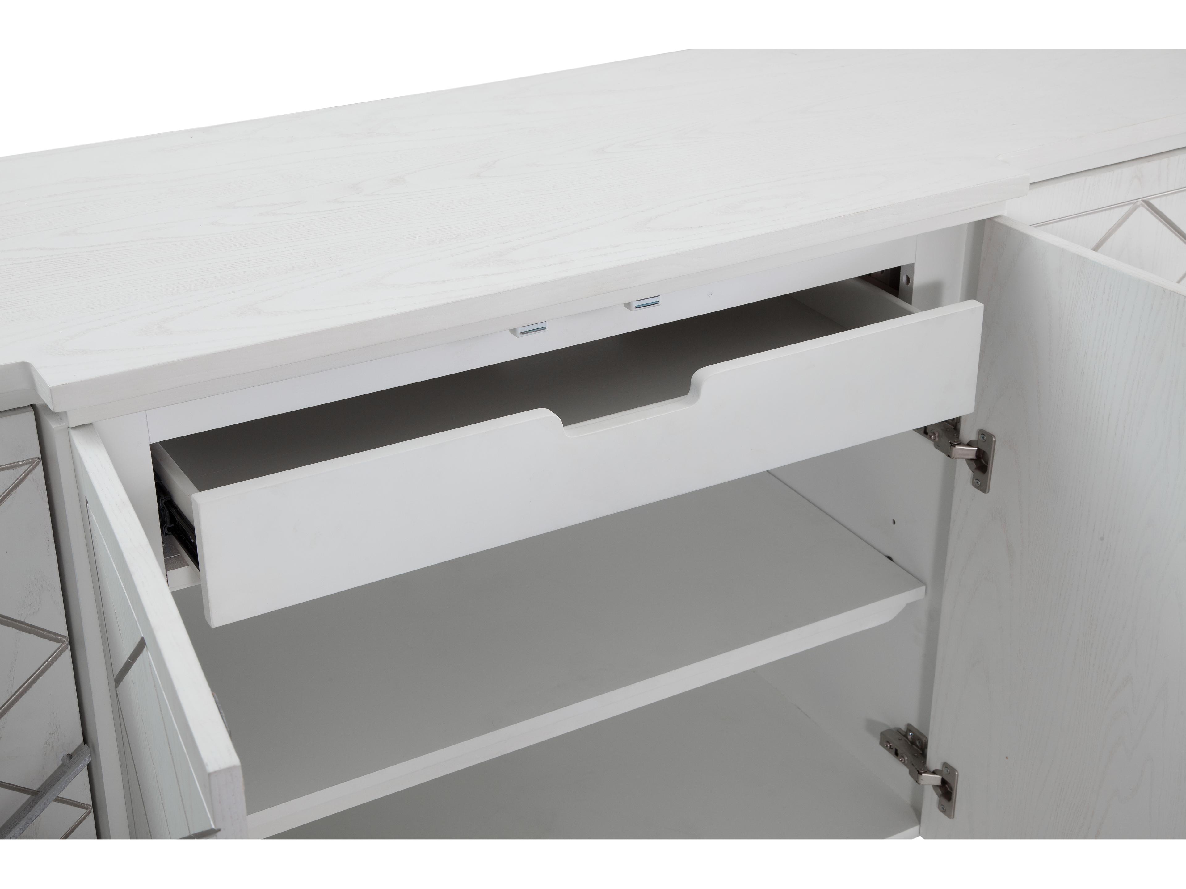 assett Mirror Farrow 68" Oak Wood White Silver Sideboar