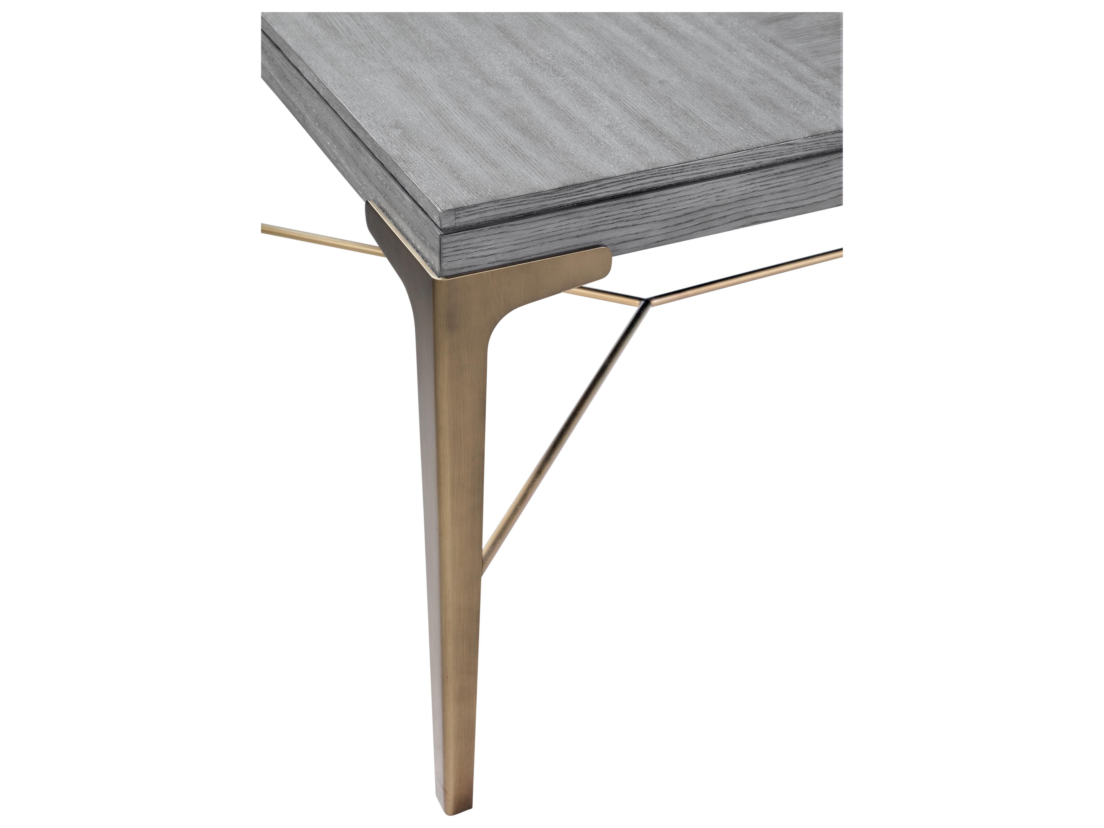 Bassett Mirror Nylah Rectangular Wood Platinum Brushed Gold Dining Table