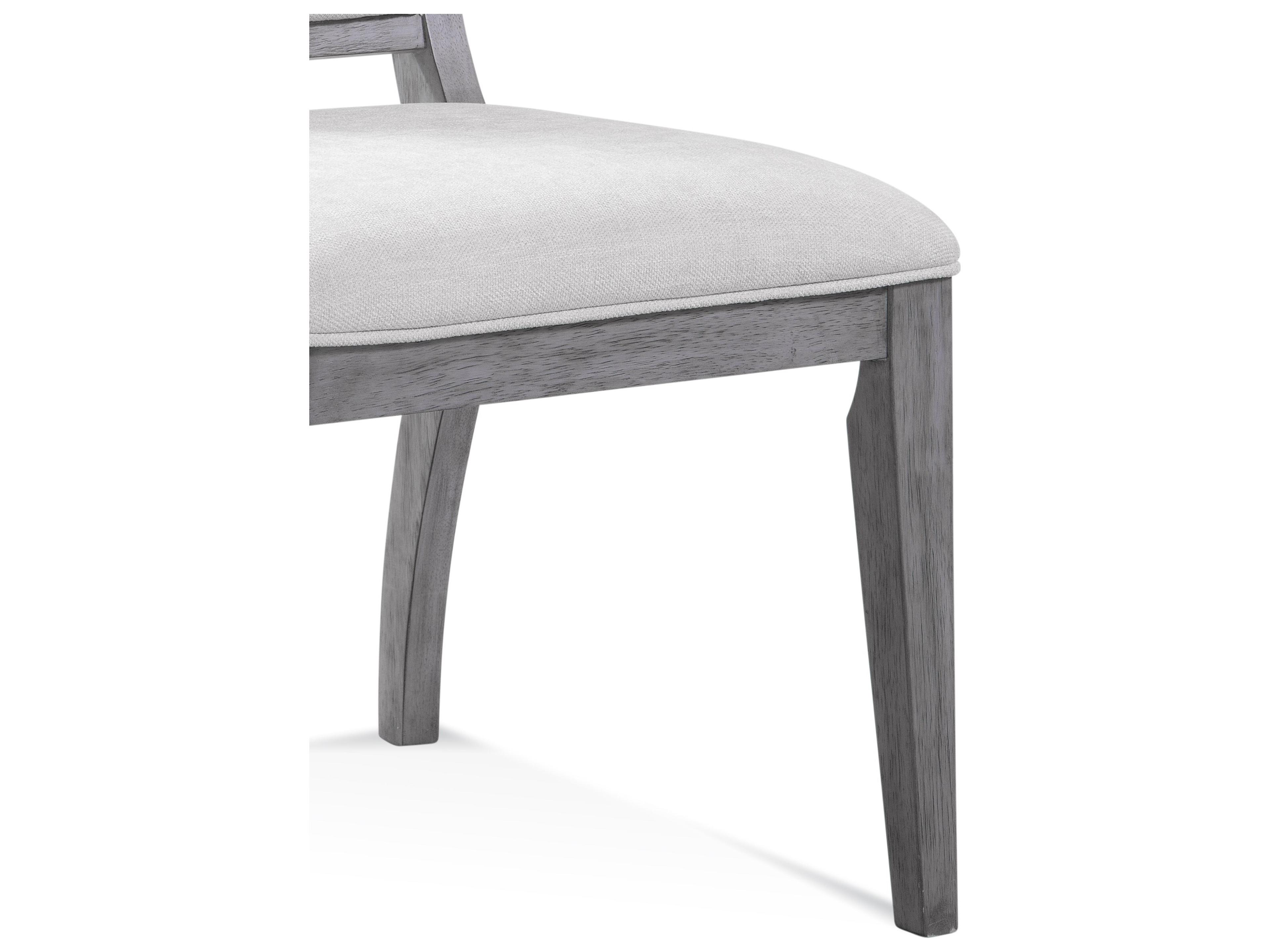 Bassett Mirror Nylah Oak Wood Gray Upholstered Side Dining Chair Set of 2