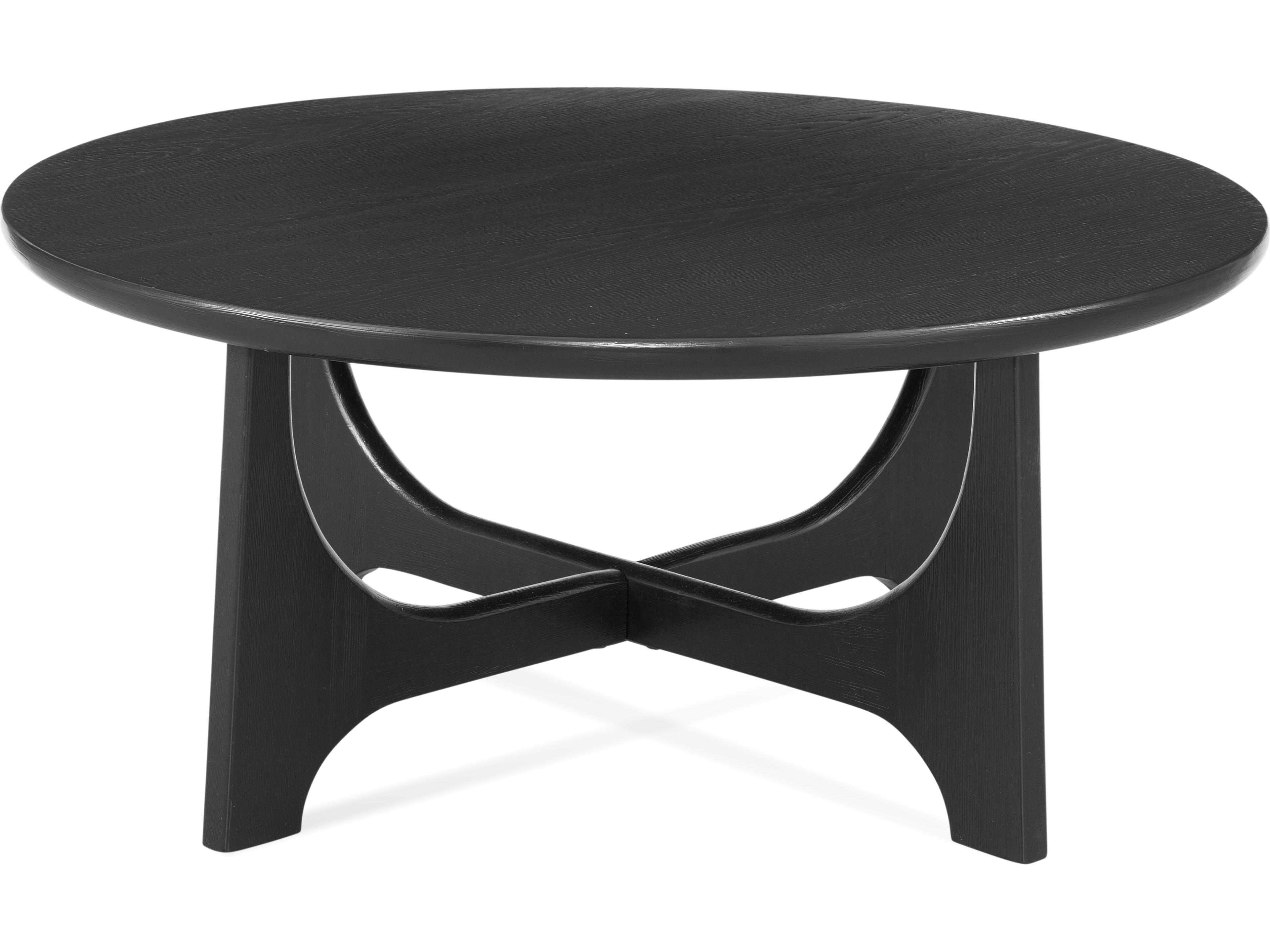 Dunnigan Round Wood Black Matte Stain Coffee Table