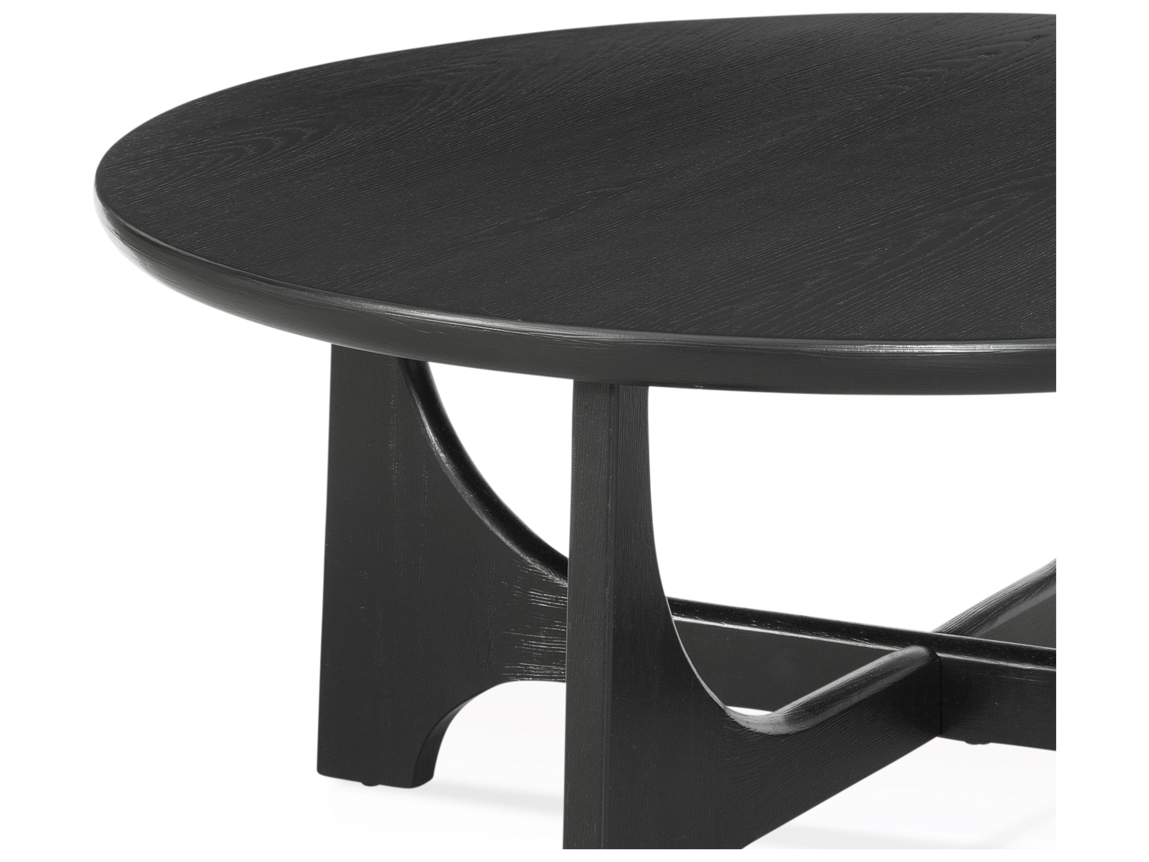 Bassett Mirror Dunnigan Round Wood Black Matte Stain Coffee Table