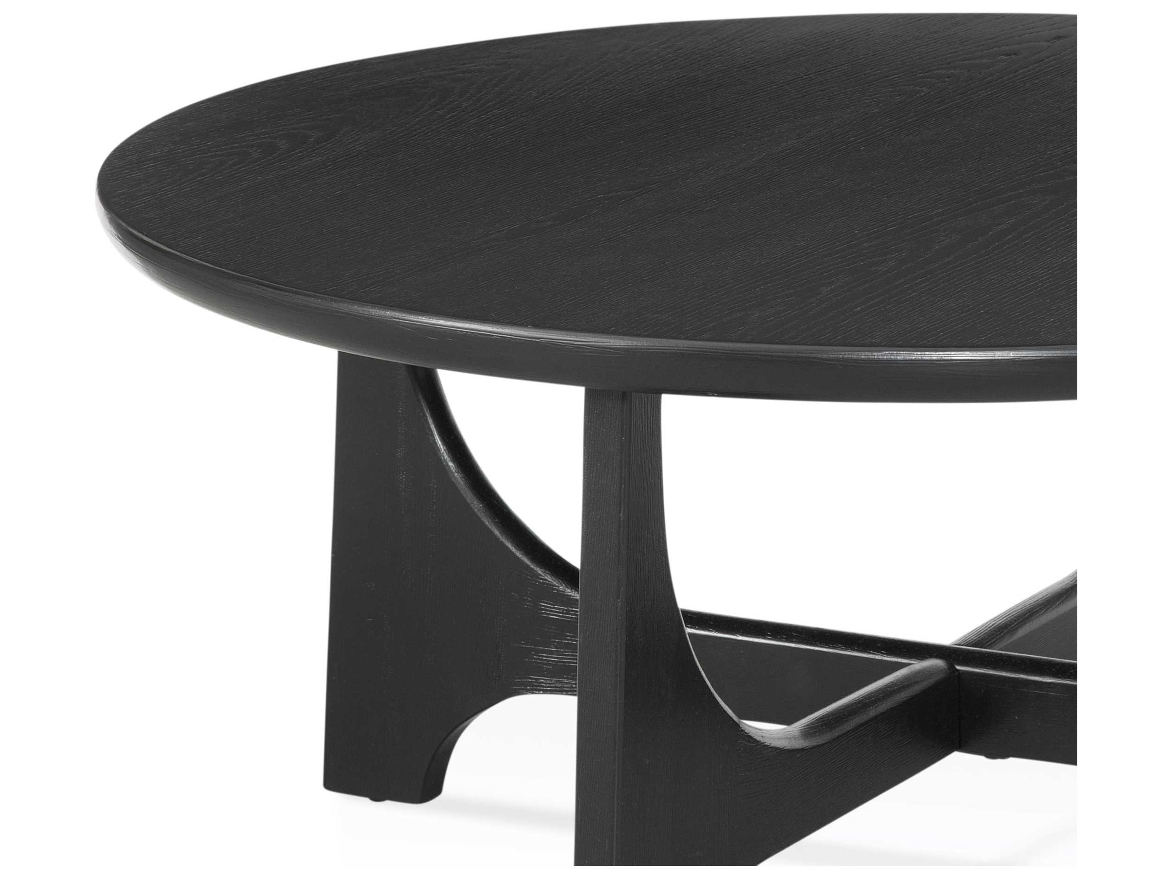 Bassett Mirror Dunnigan Round Wood Black Matte Stain Coffee Table