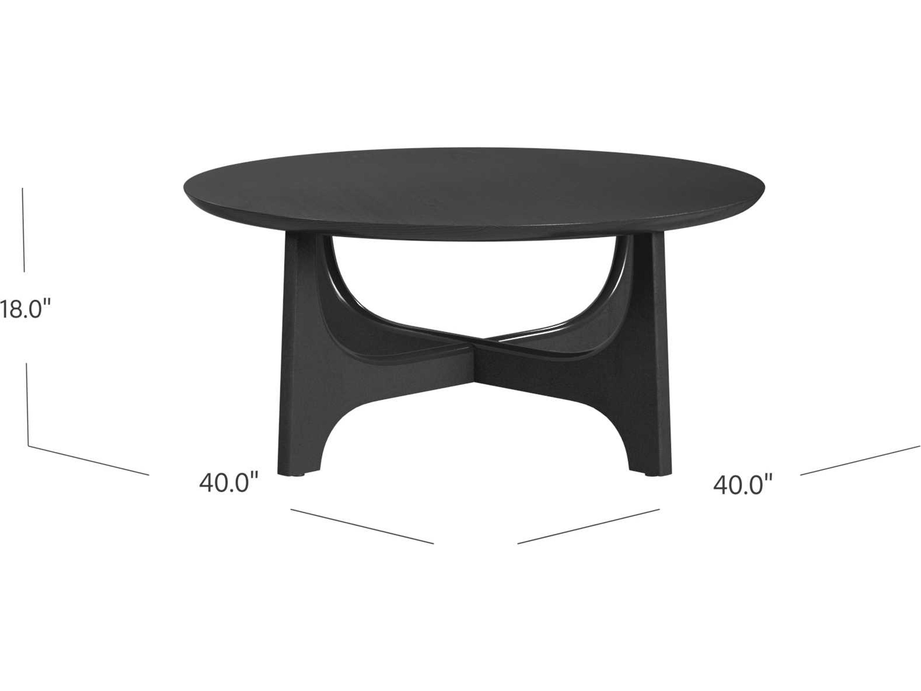 Bassett Mirror Dunnigan Round Wood Black Matte Stain Coffee Table