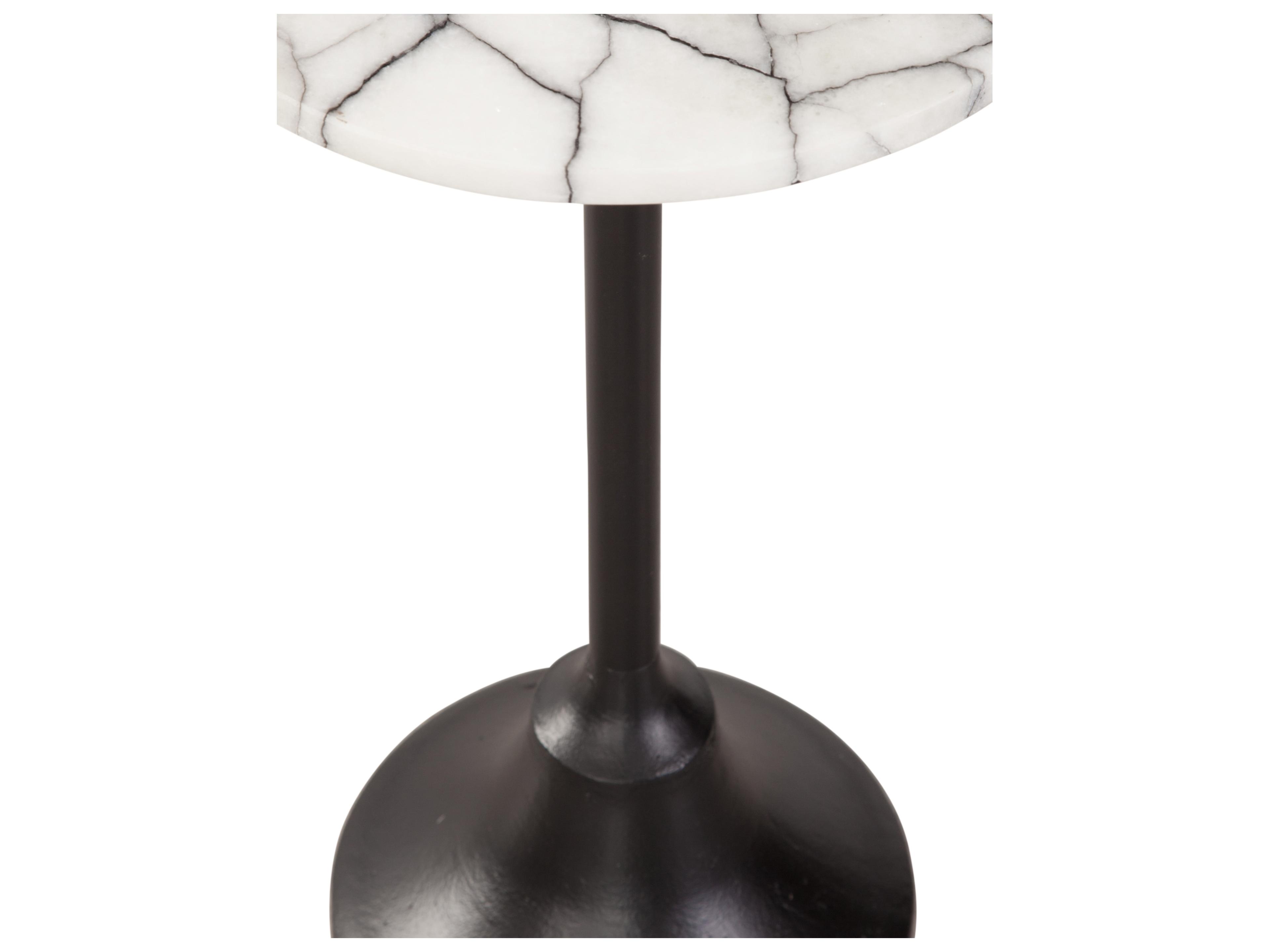 Bassett Mirror Talley Round Black Metal White Marble End Table