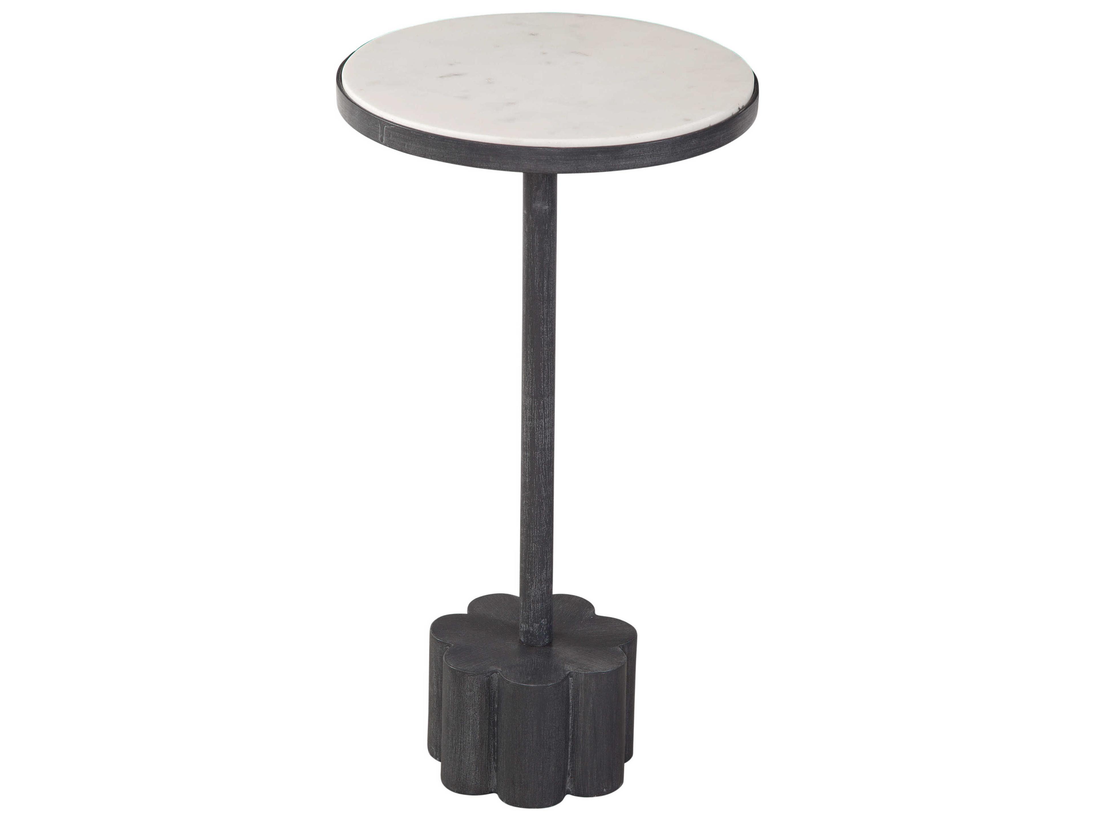 Bassett Mirror Sprout Round Black Marble End Table