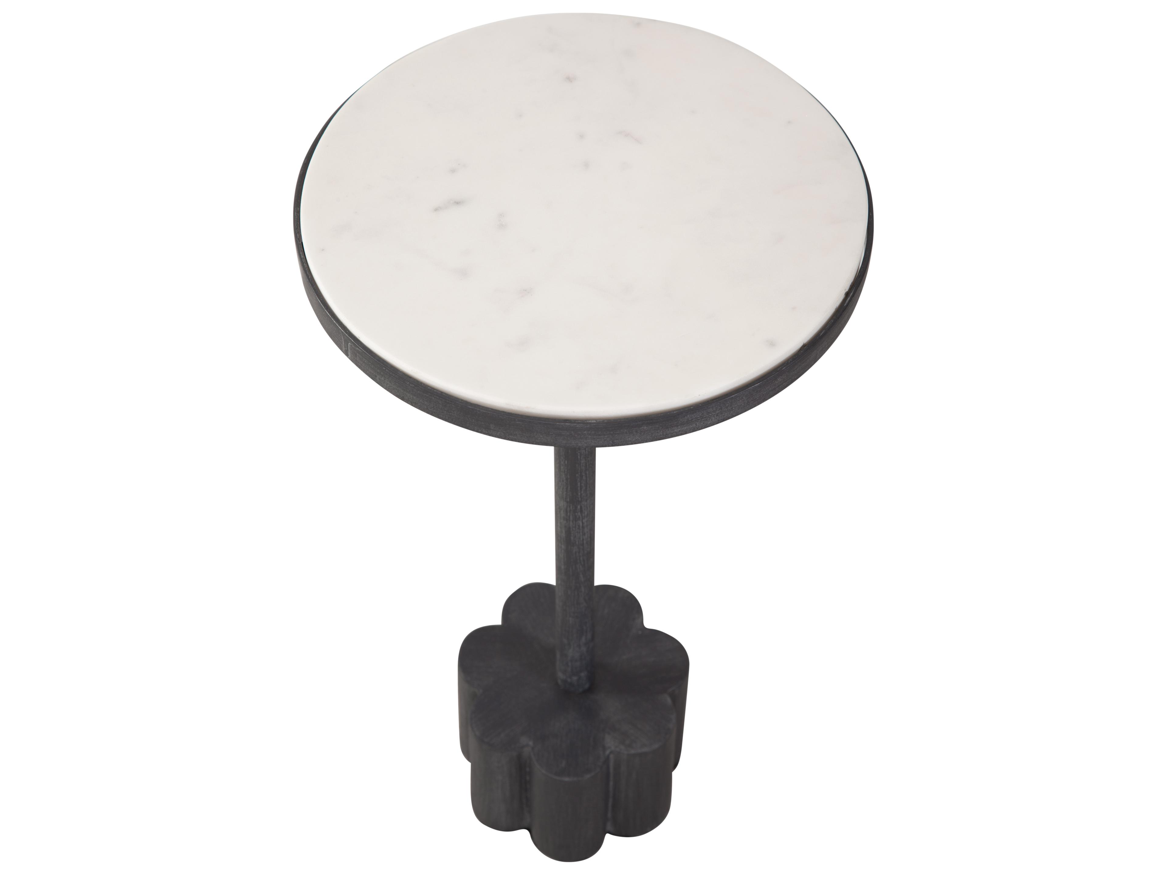Bassett Mirror Sprout Round Black Marble End Table