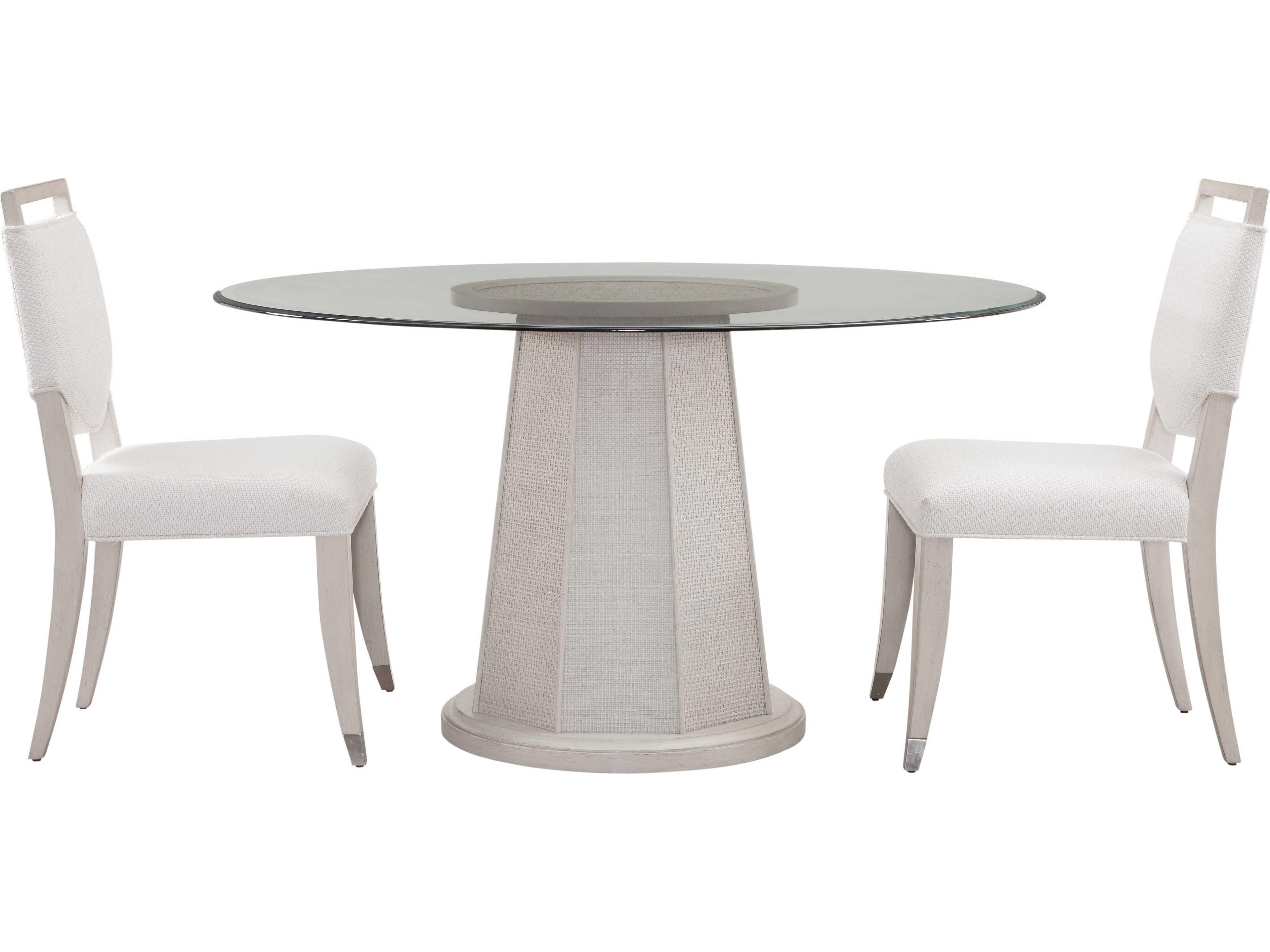 Bassett Mirror Korey Round Glass White Dining Table