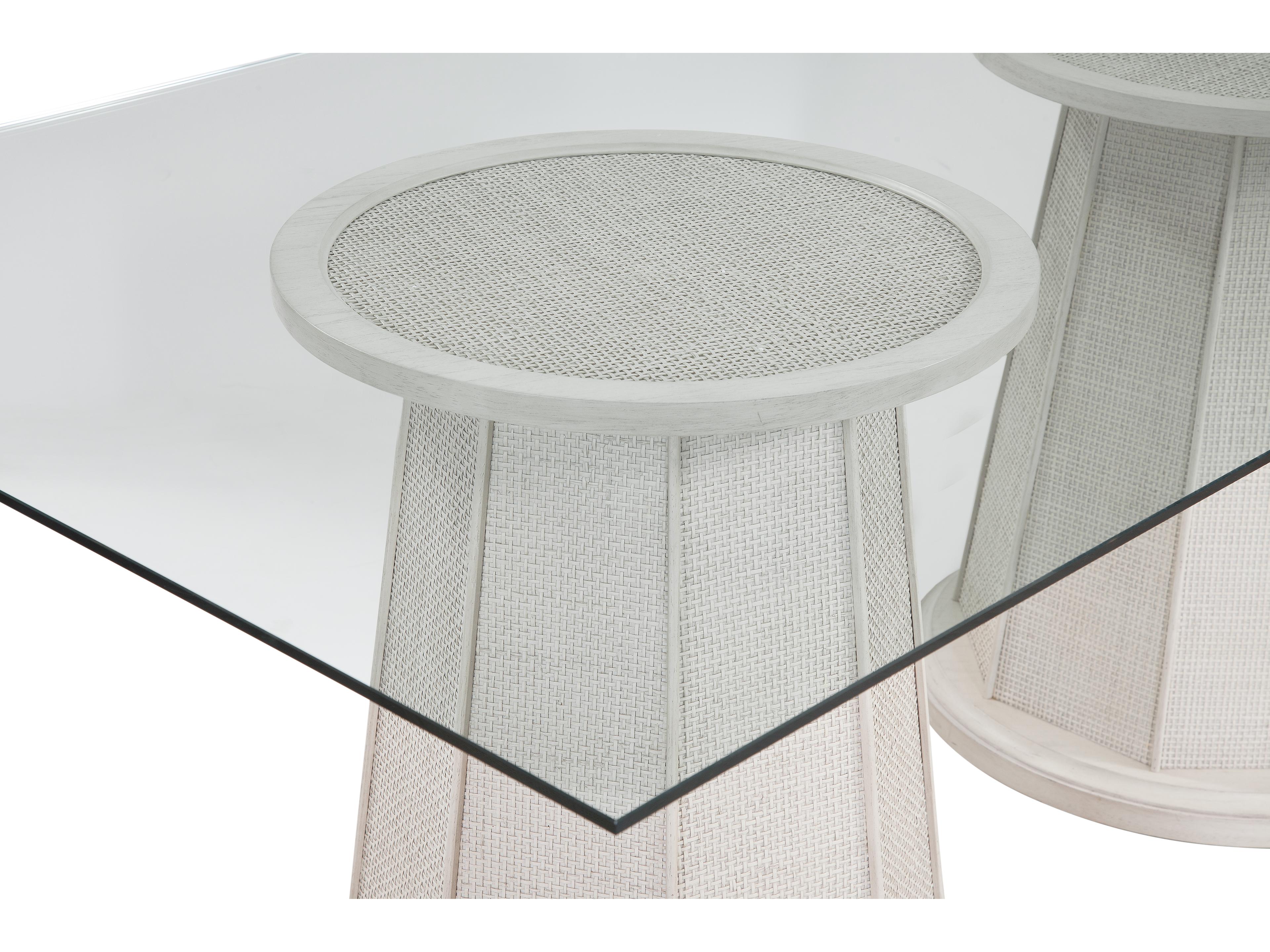 Bassett Mirror Korey Rectangular Glass White Wash Mindi Dining Table