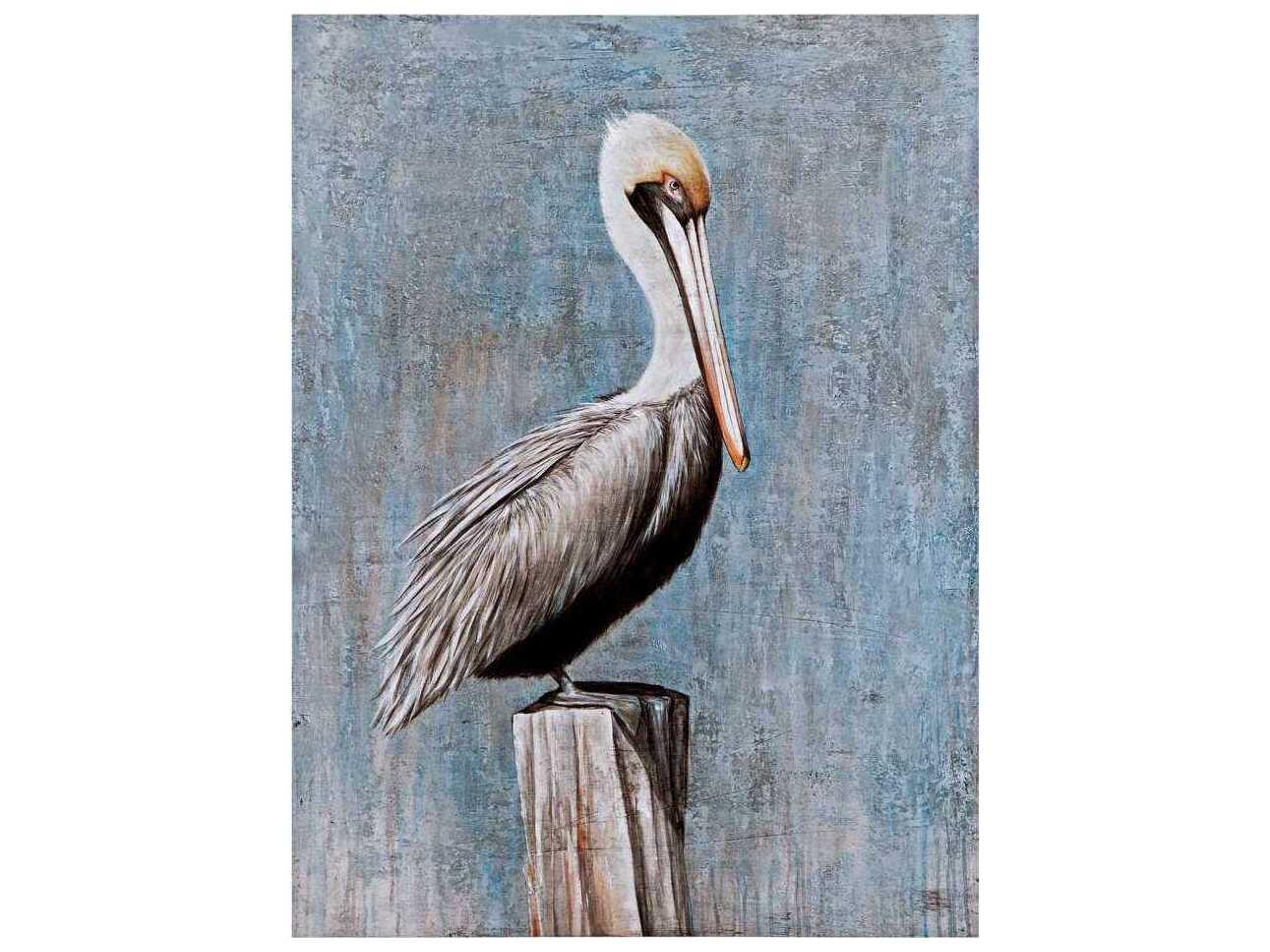 36" Blue Pelican Wall Art