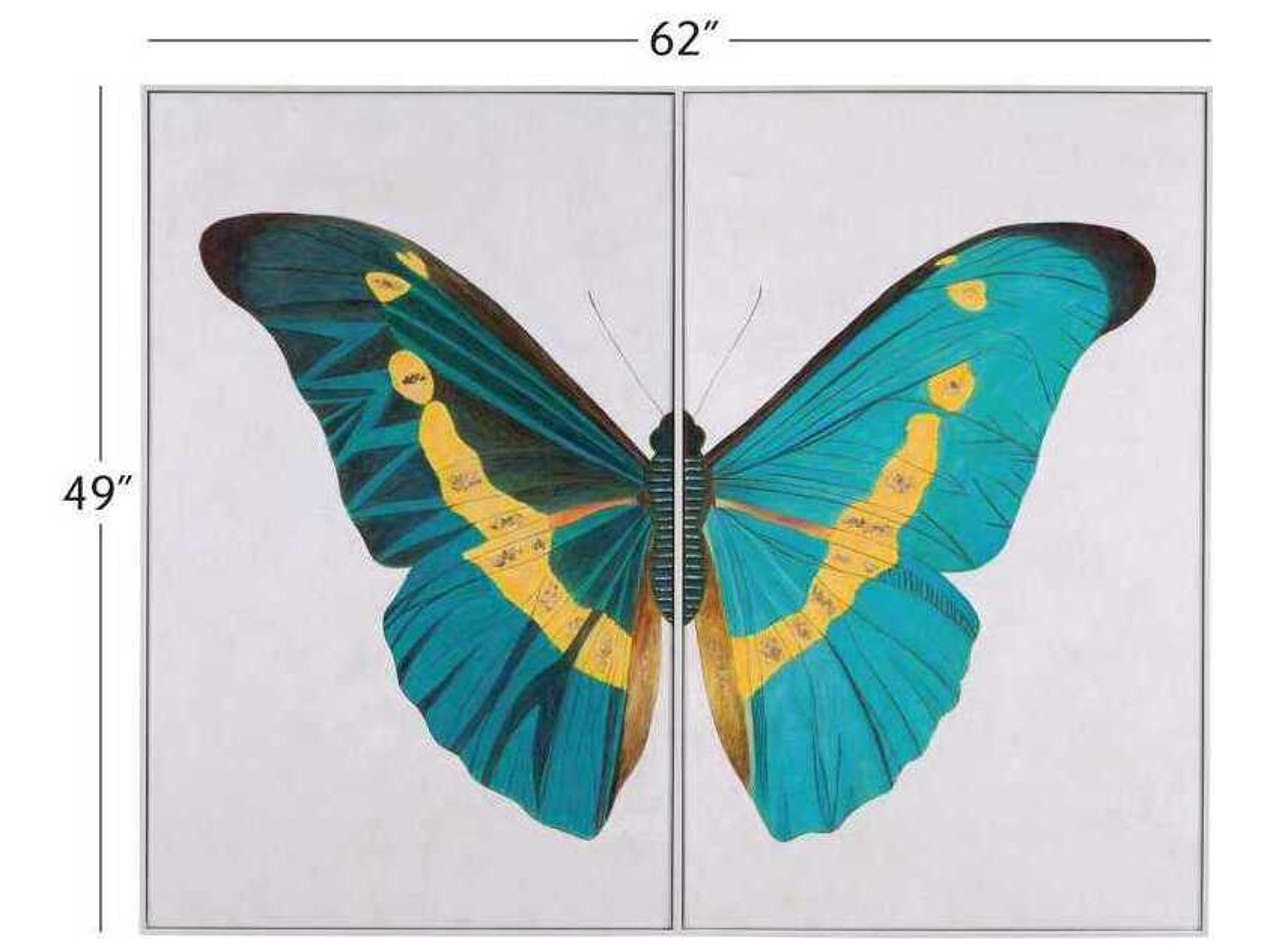 Bassett Mirror 31" Blue Butterfly WingsWall Art 2 Piece Set