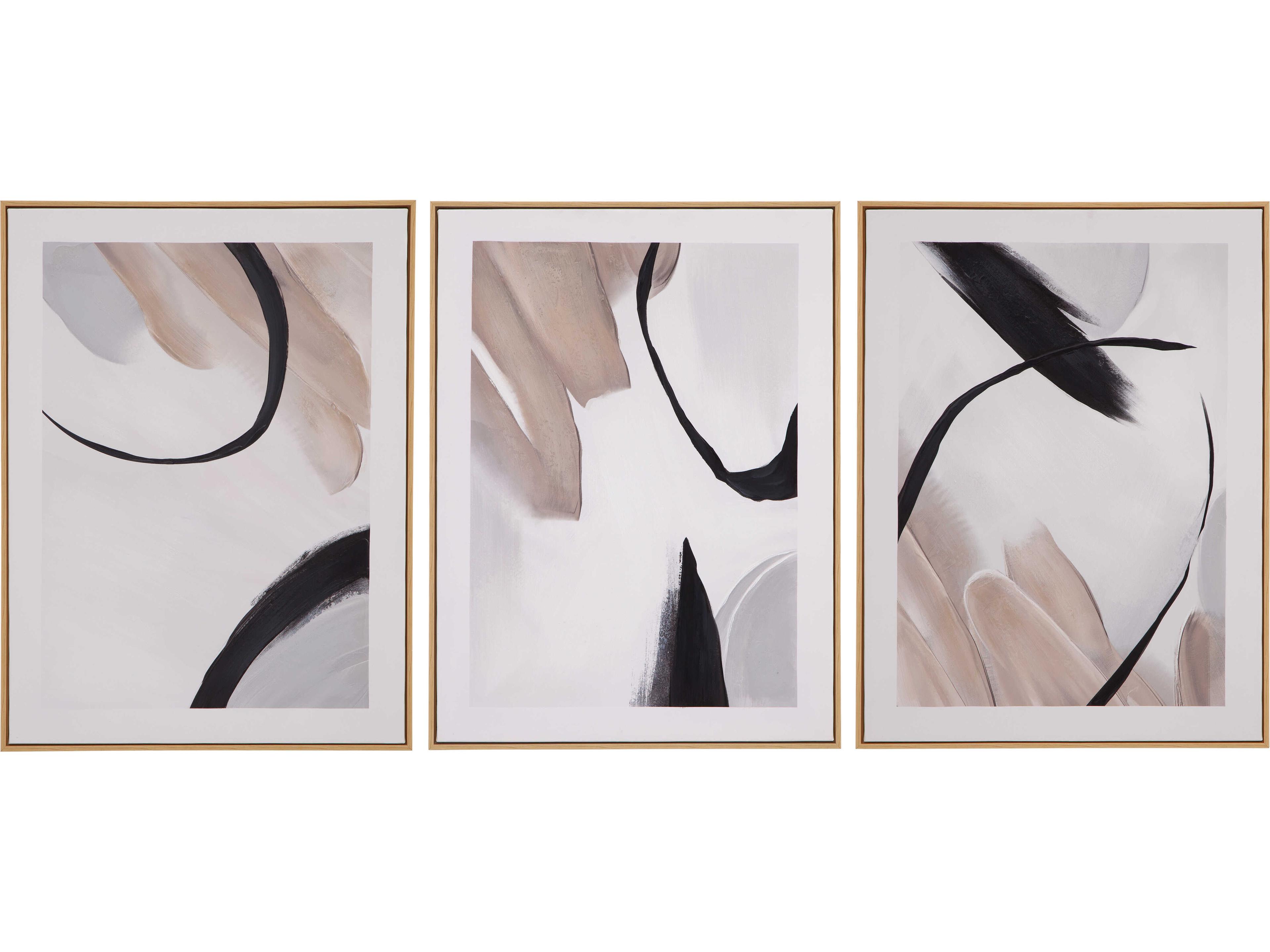 Bassett Mirror 24" Brown Eartha Canvas Art Wall Art 3 Piece Set