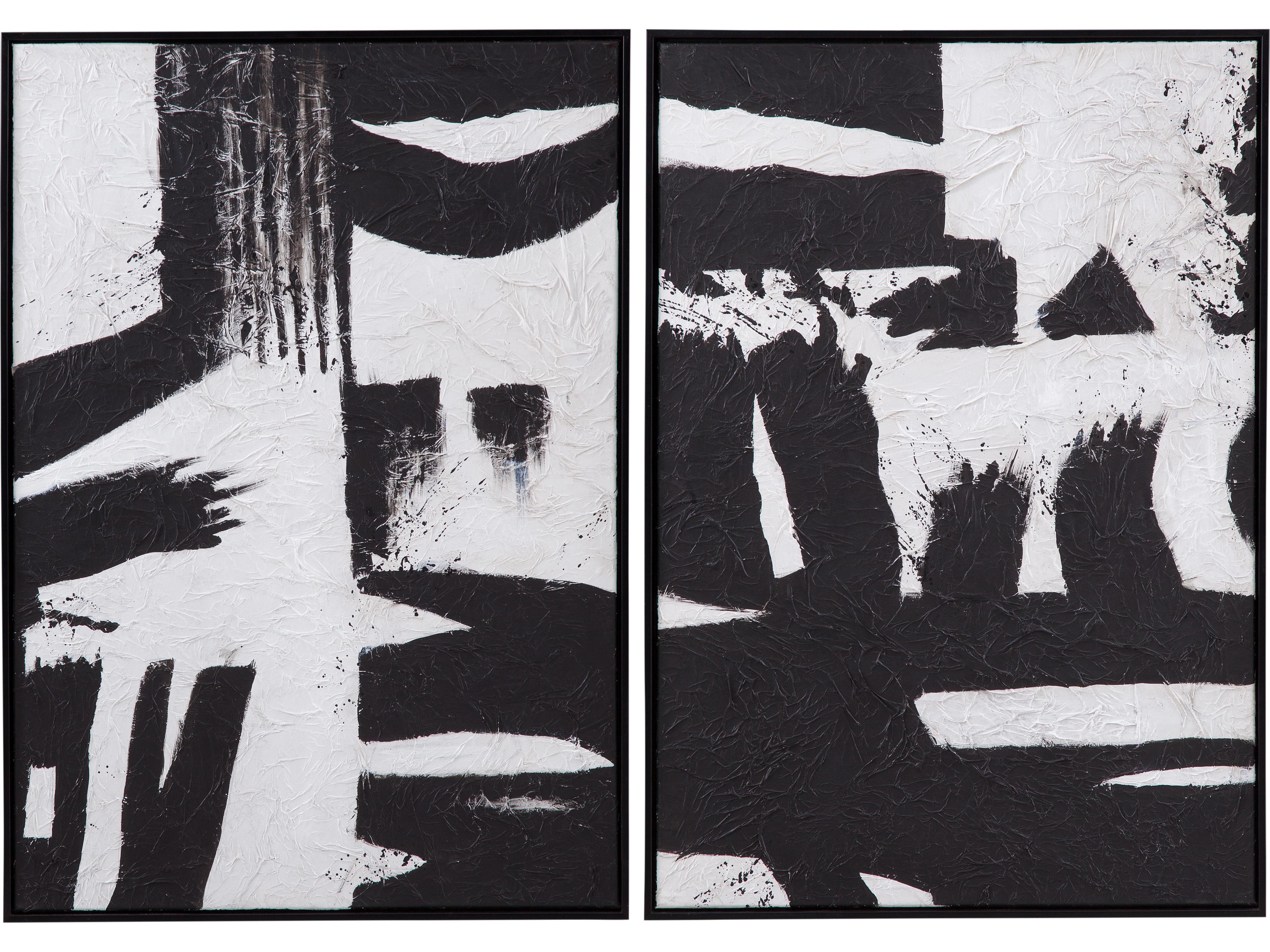 Bassett Mirror Black White Framed Canvas Set of 2