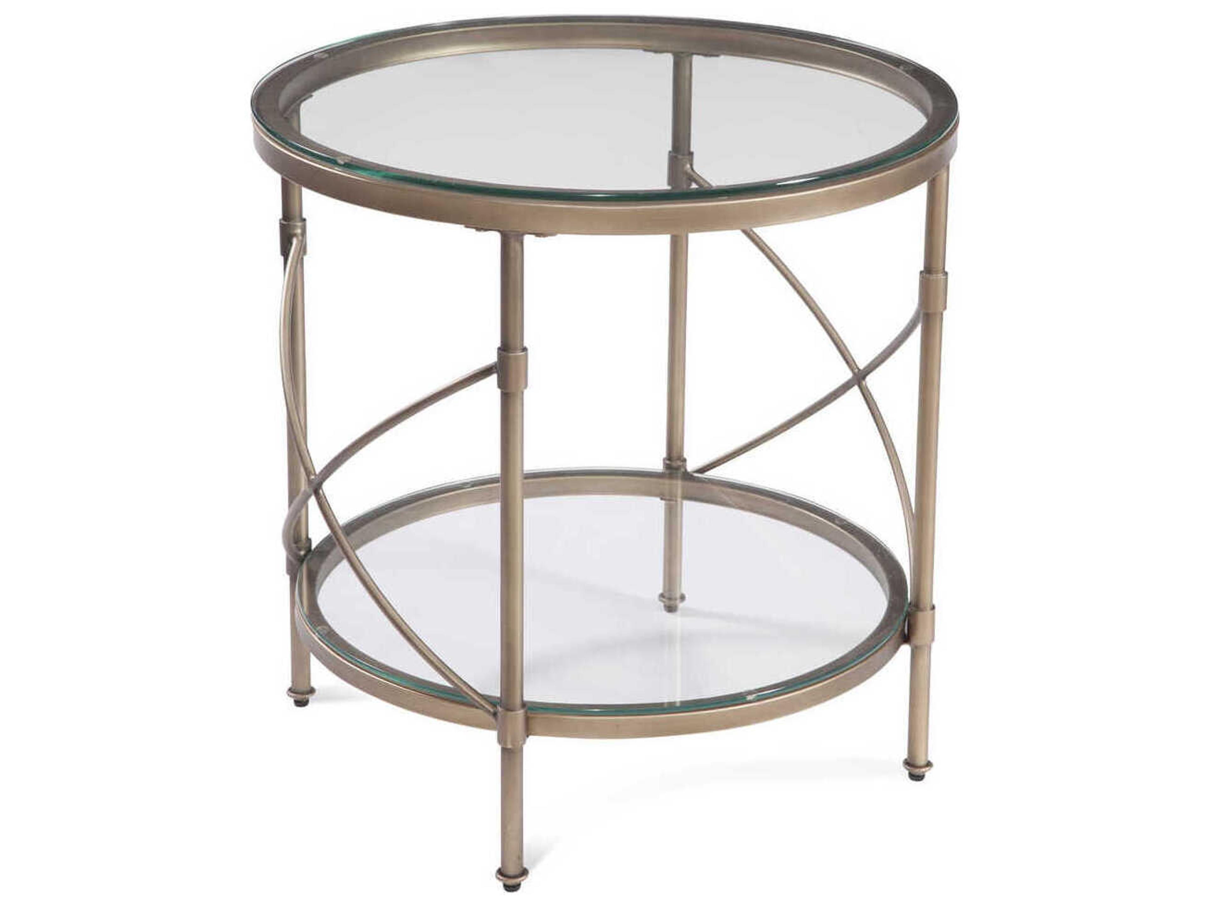 Harrison Round Glass Antique Gold End Table