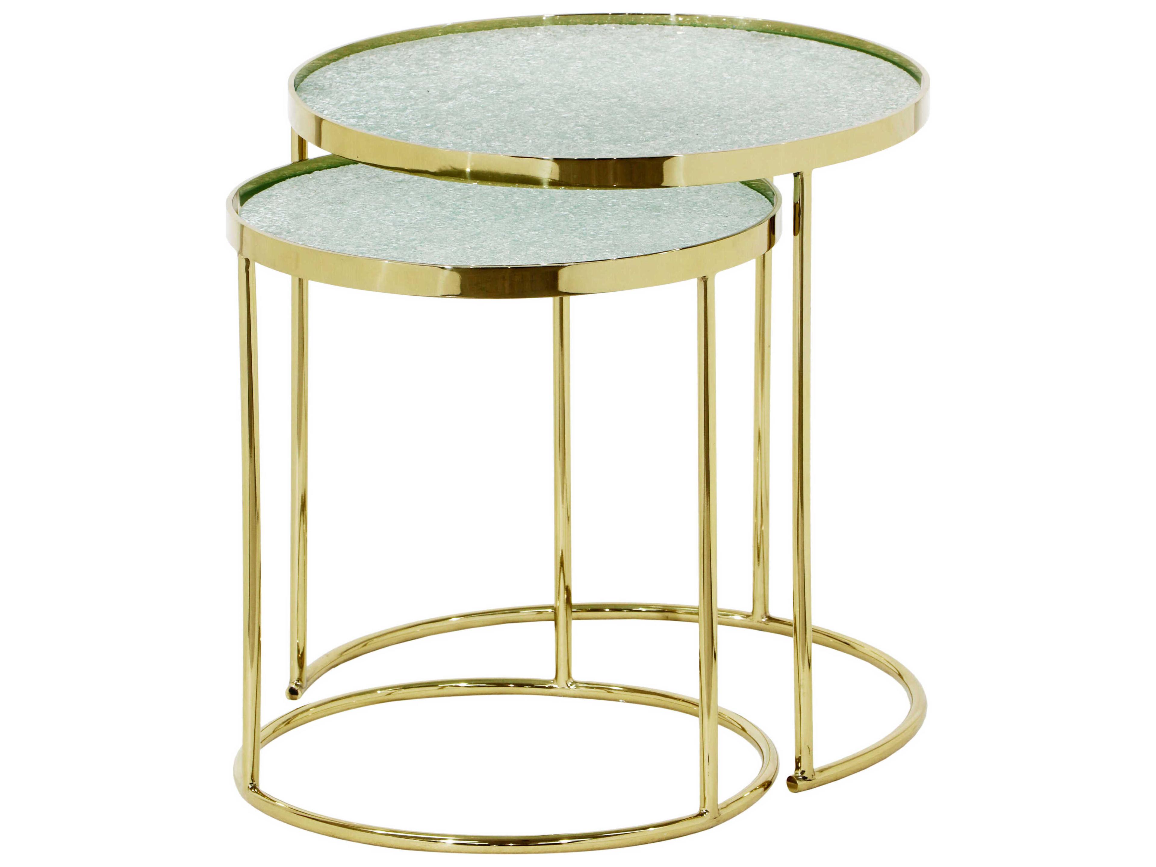 Bassett Mirror Bridget Round Glass Gold End Table