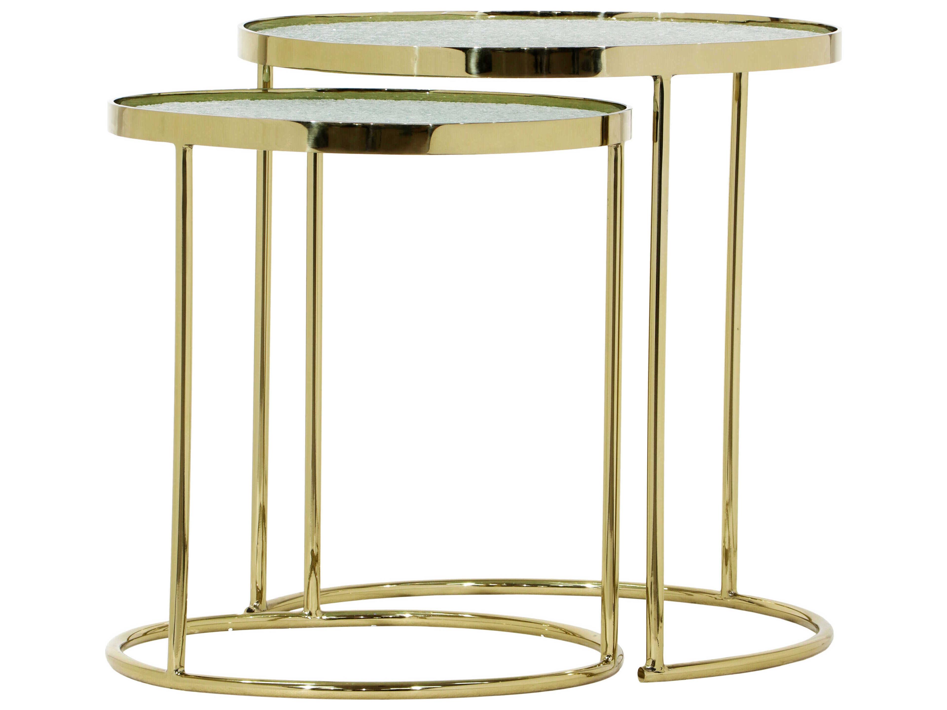 Bassett Mirror Bridget Round Glass Gold End Table