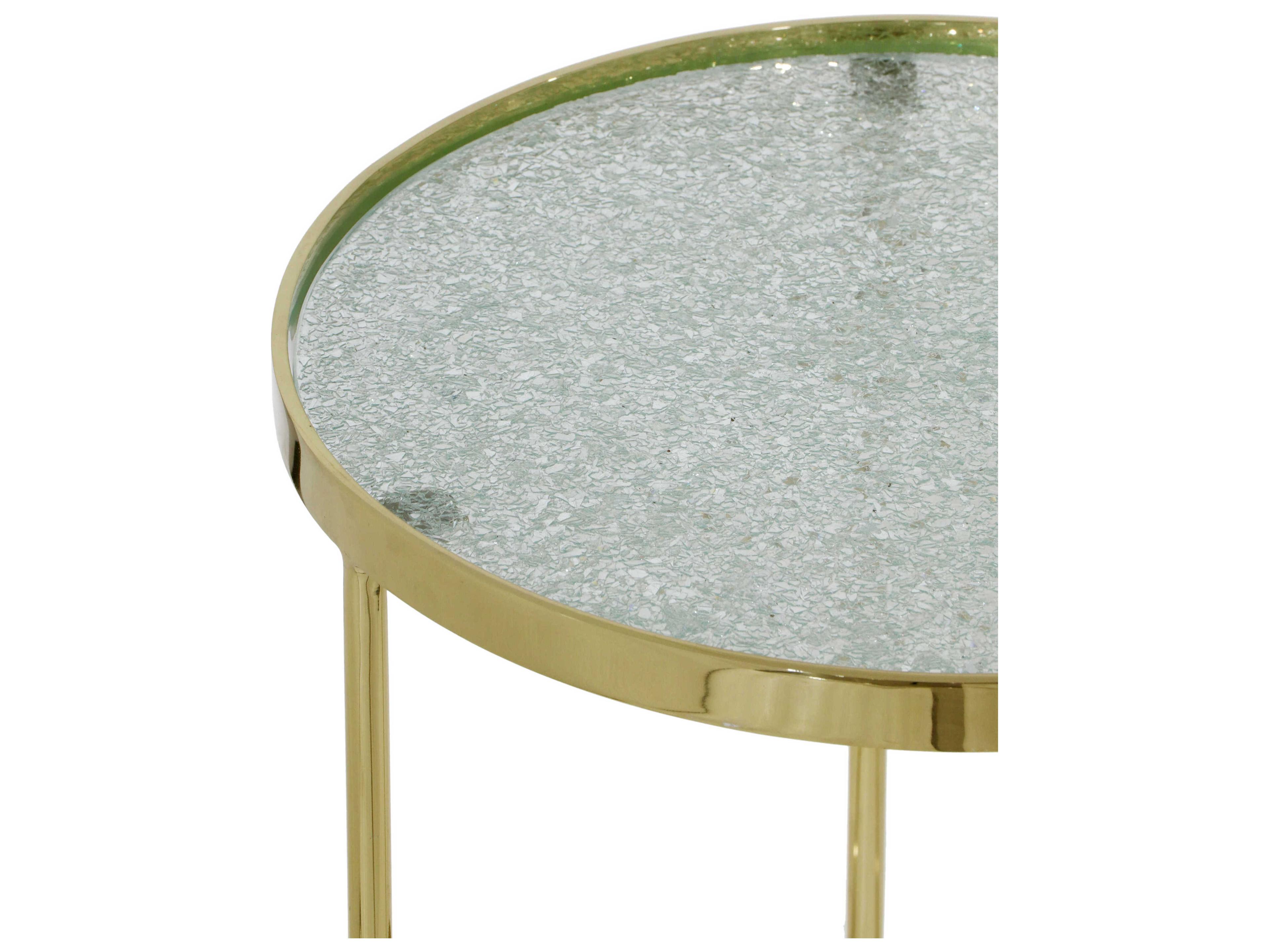 Bassett Mirror Bridget Round Glass Gold End Table