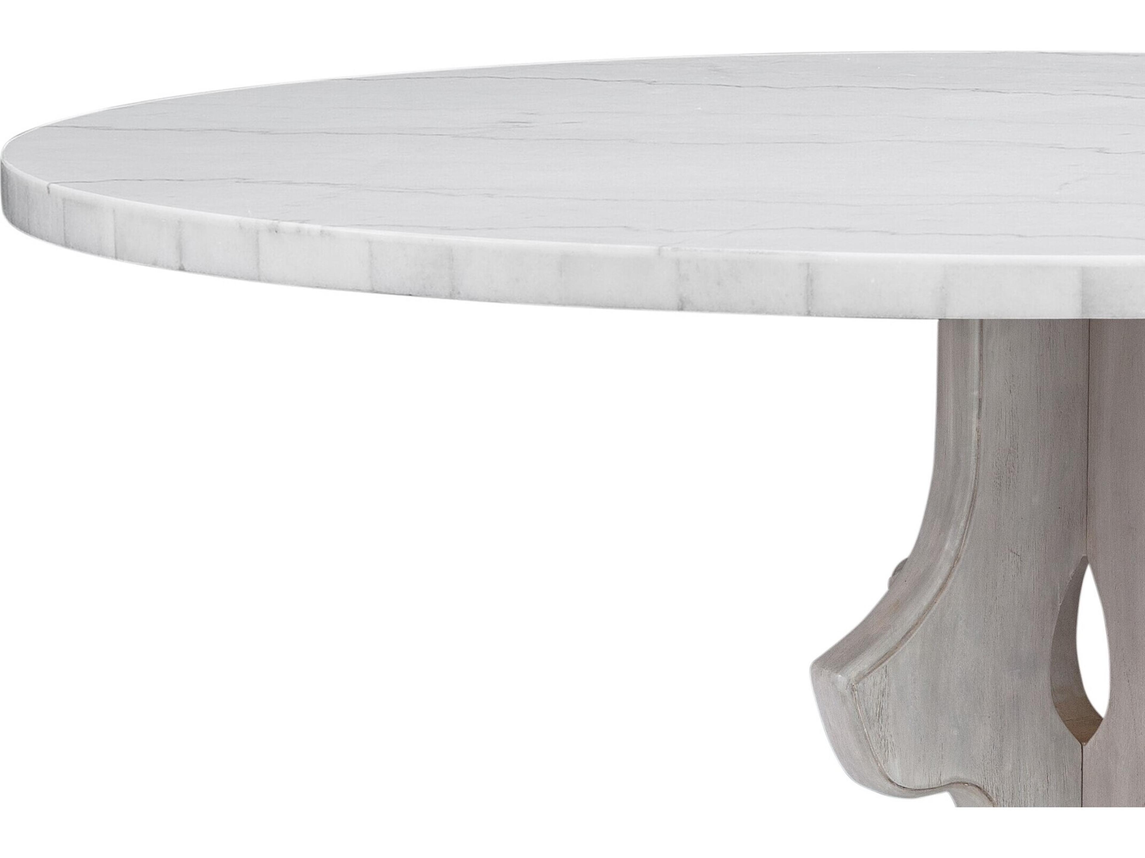 Bassett Mirror Delaney Round Marble Gray Dining Table