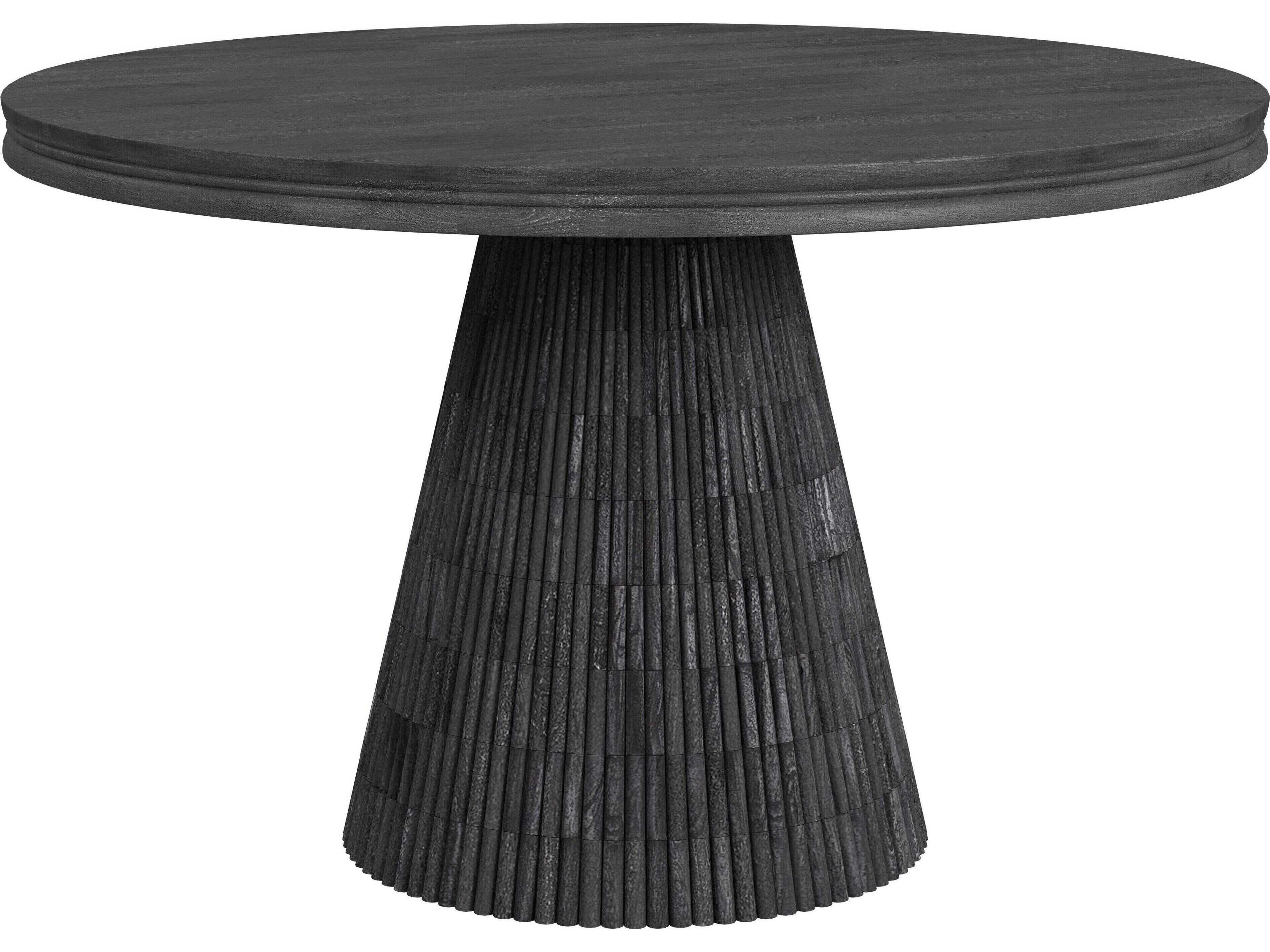 Gaines Round Wood Sandblasted Black Wash Dining Table