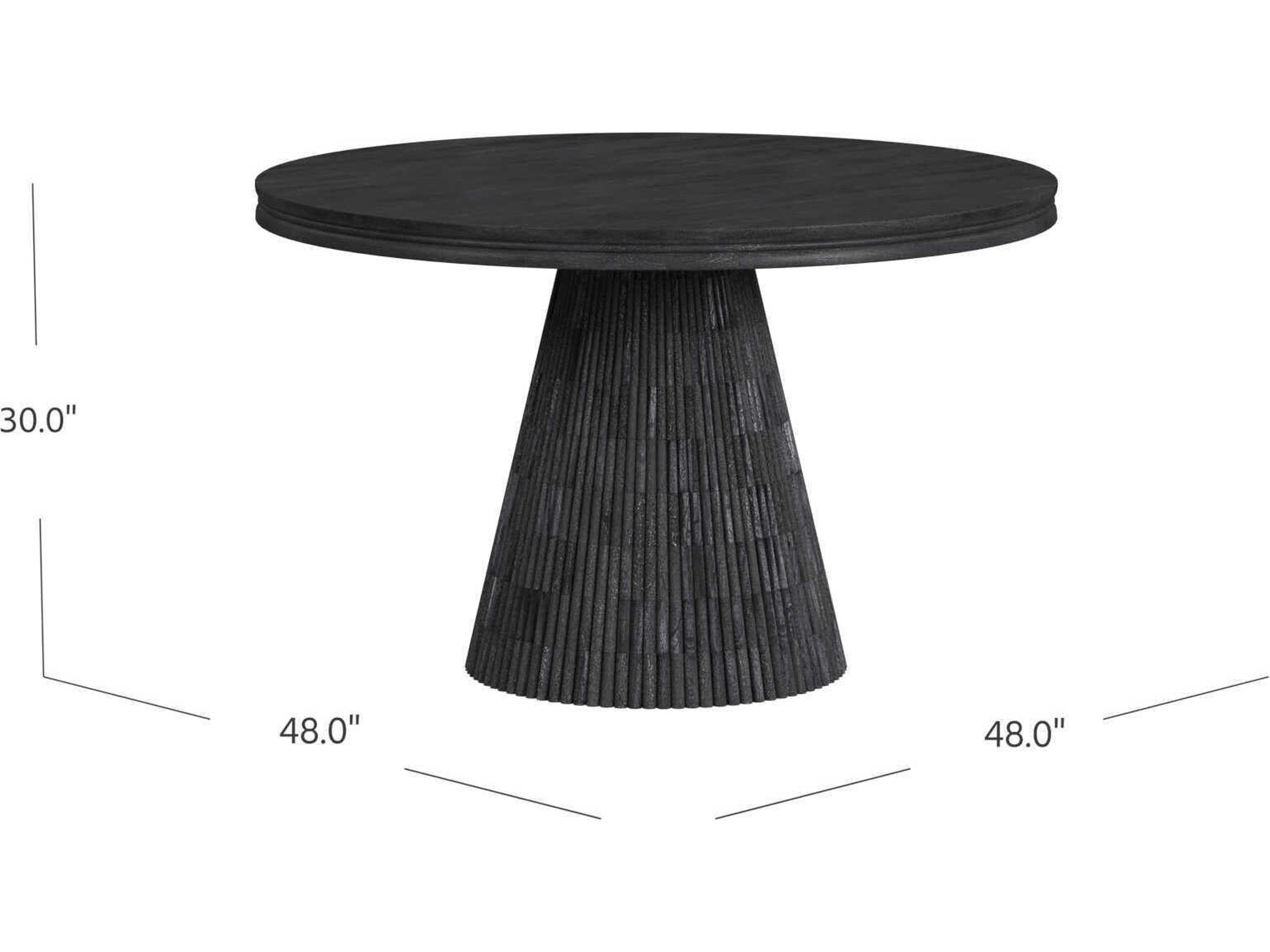 Bassett Mirror Gaines Round Wood Sandblasted Black Wash Dining Table