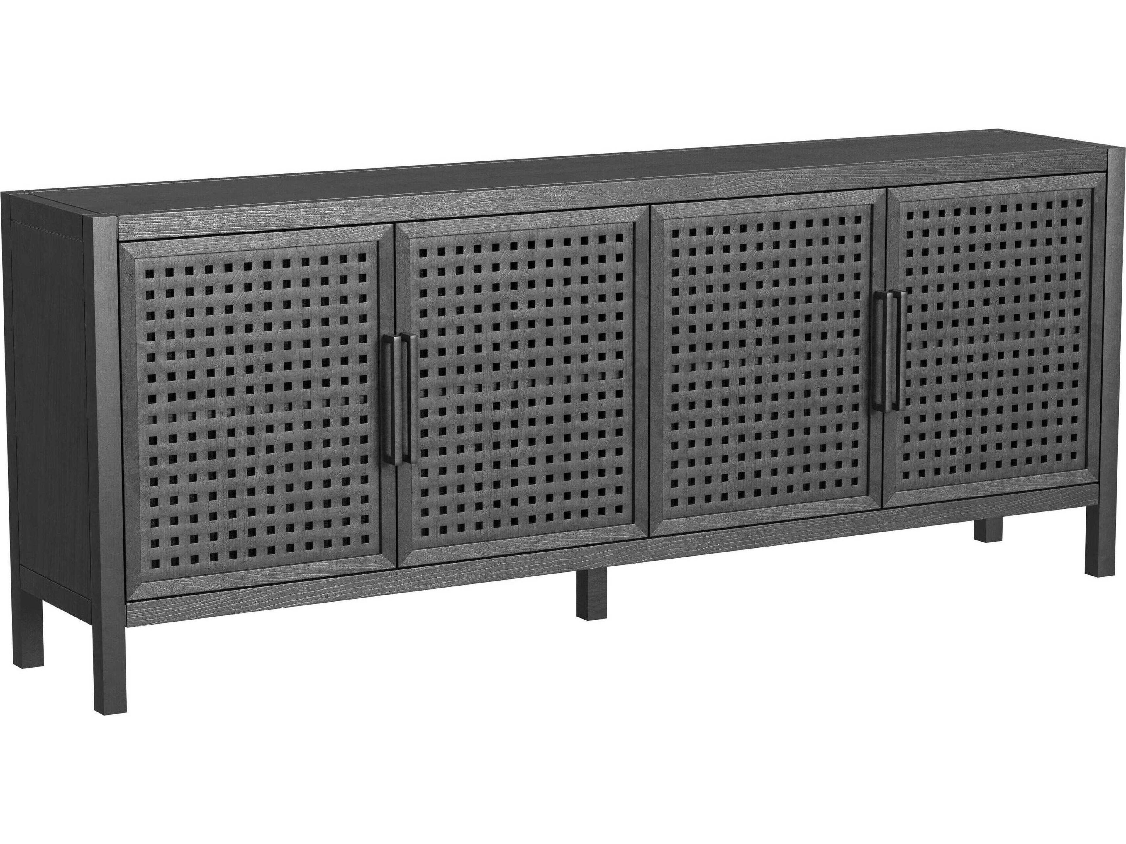 Pentak 76-Inch Mango Wood 4-Door Sideboard in Matte Black