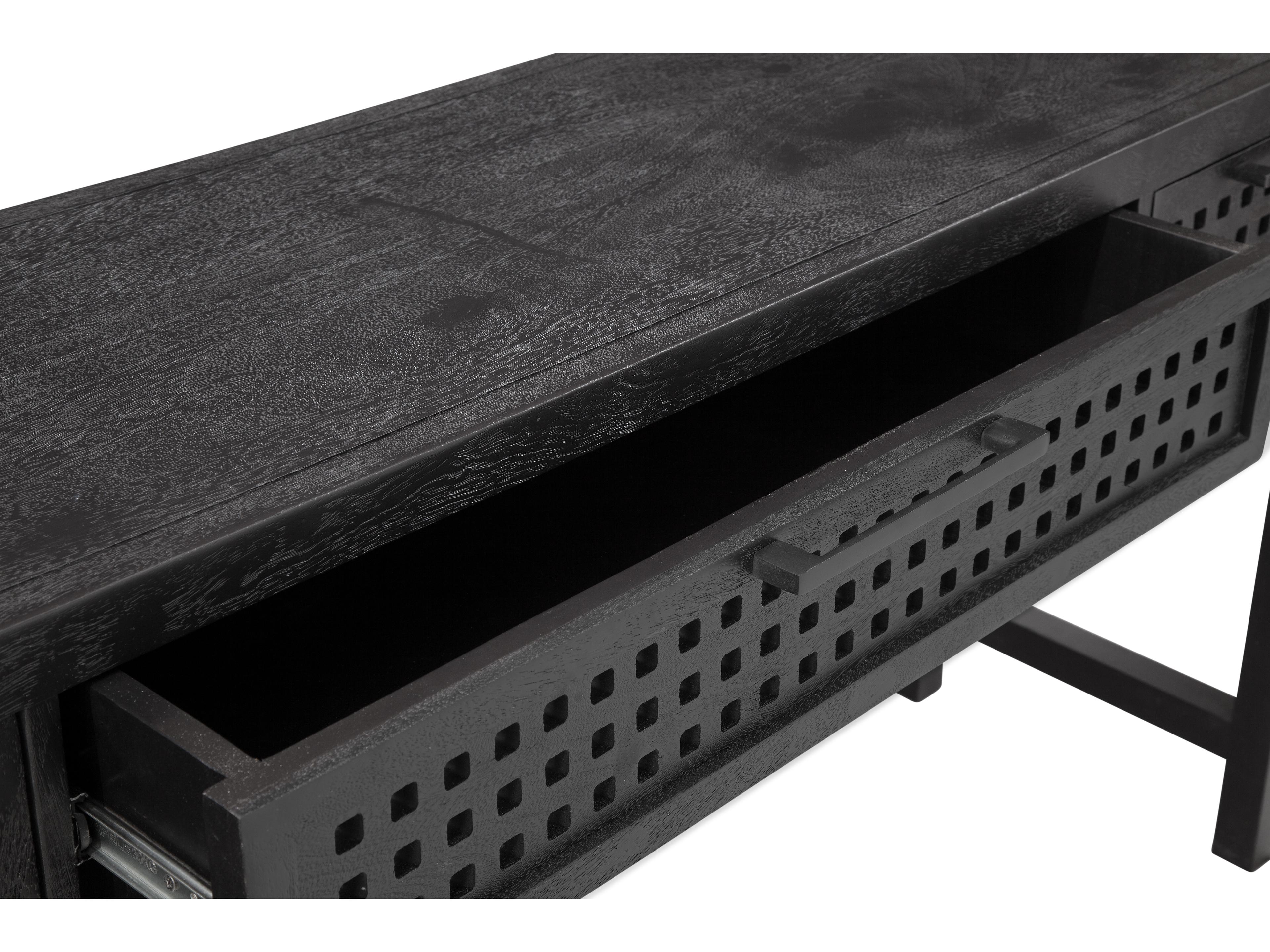 Bassett Mirror Pentak Rectangular Wood Sandblasted Matte Black Consolee Table