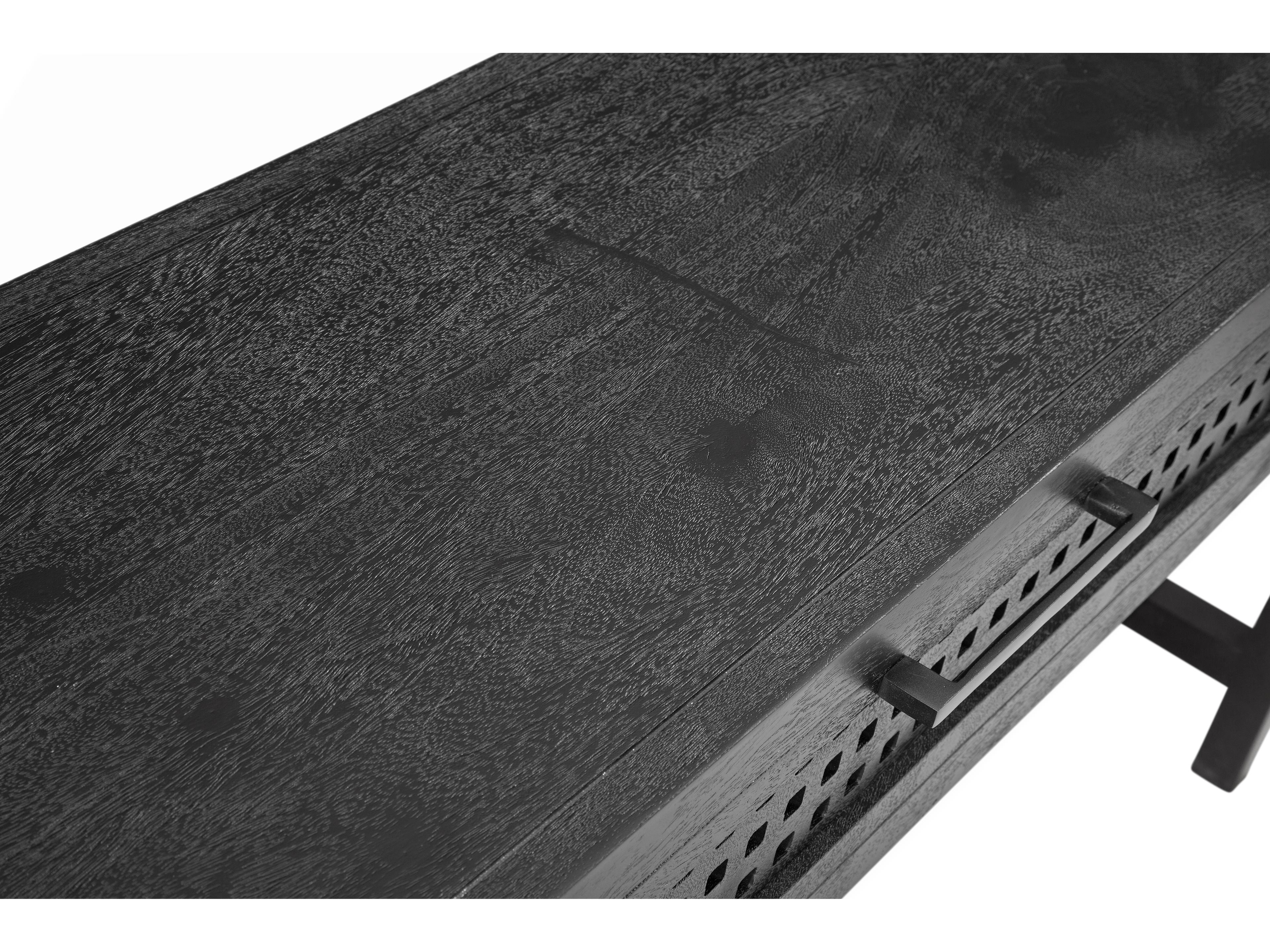 Bassett Mirror Pentak Rectangular Wood Sandblasted Matte Black Consolee Table