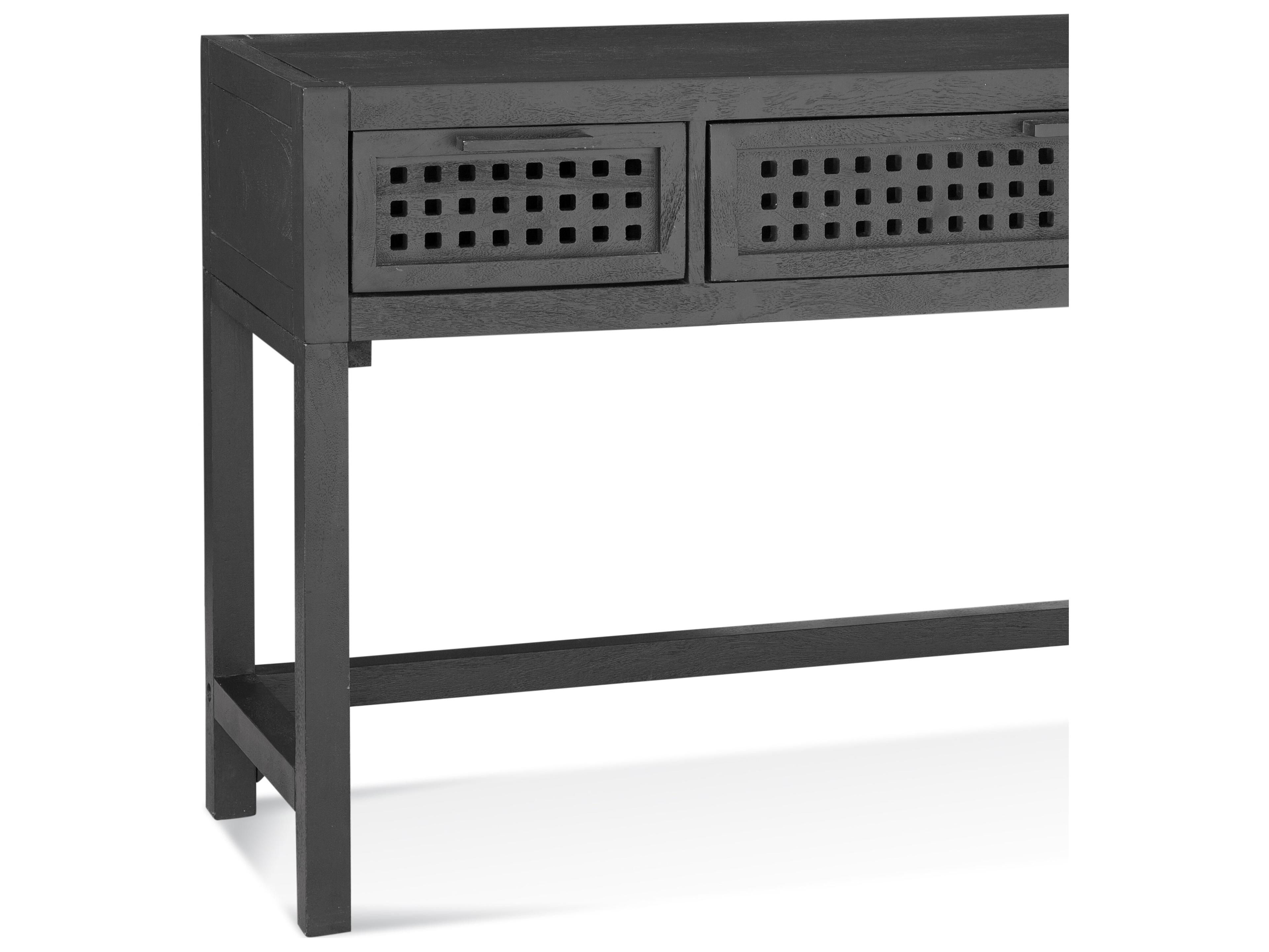 Bassett Mirror Pentak Rectangular Wood Sandblasted Matte Black Consolee Table