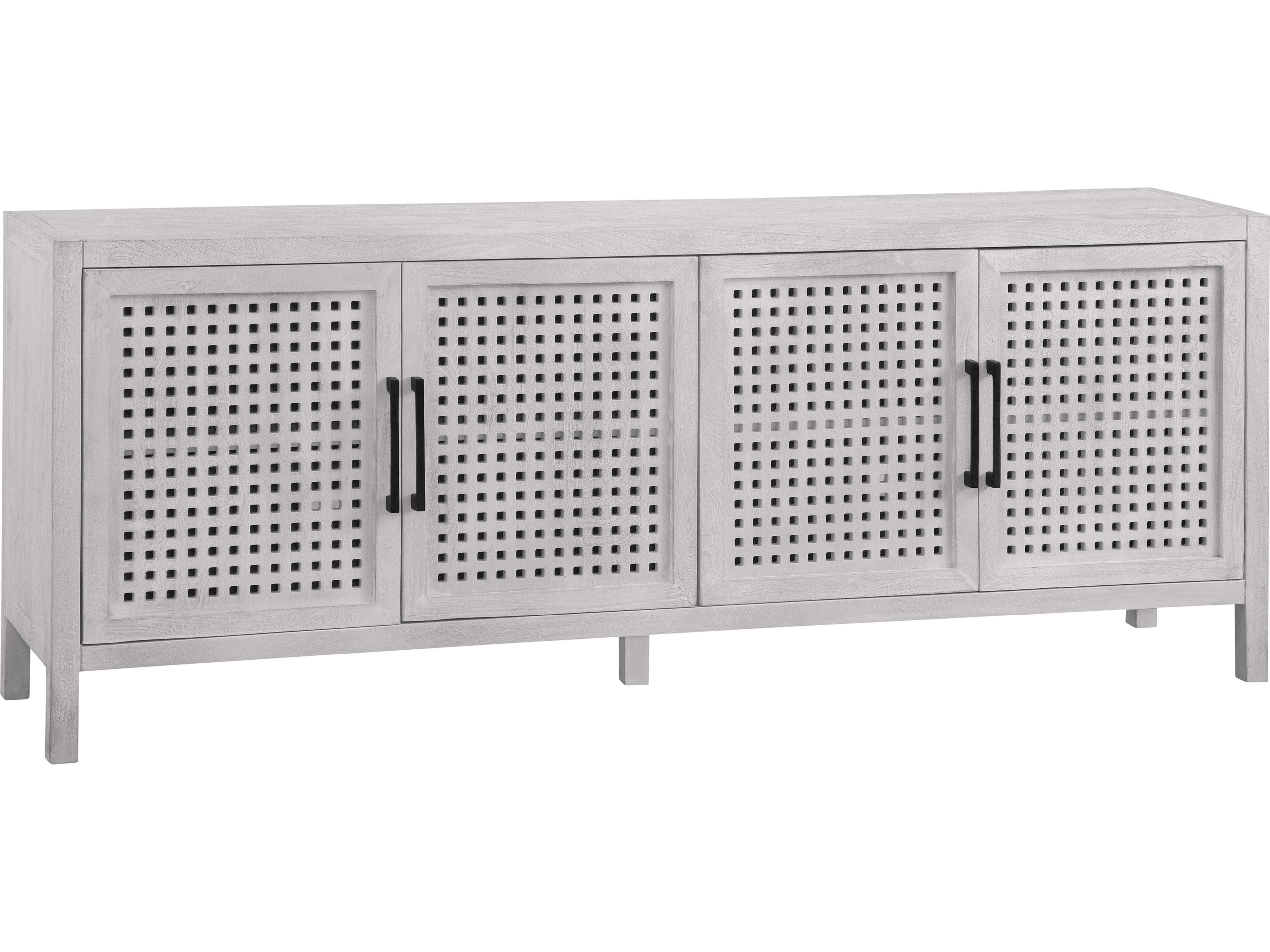 Pentak 76-Inch 4-Door Modern Coastal Sideboard in White Wash Mango Wood