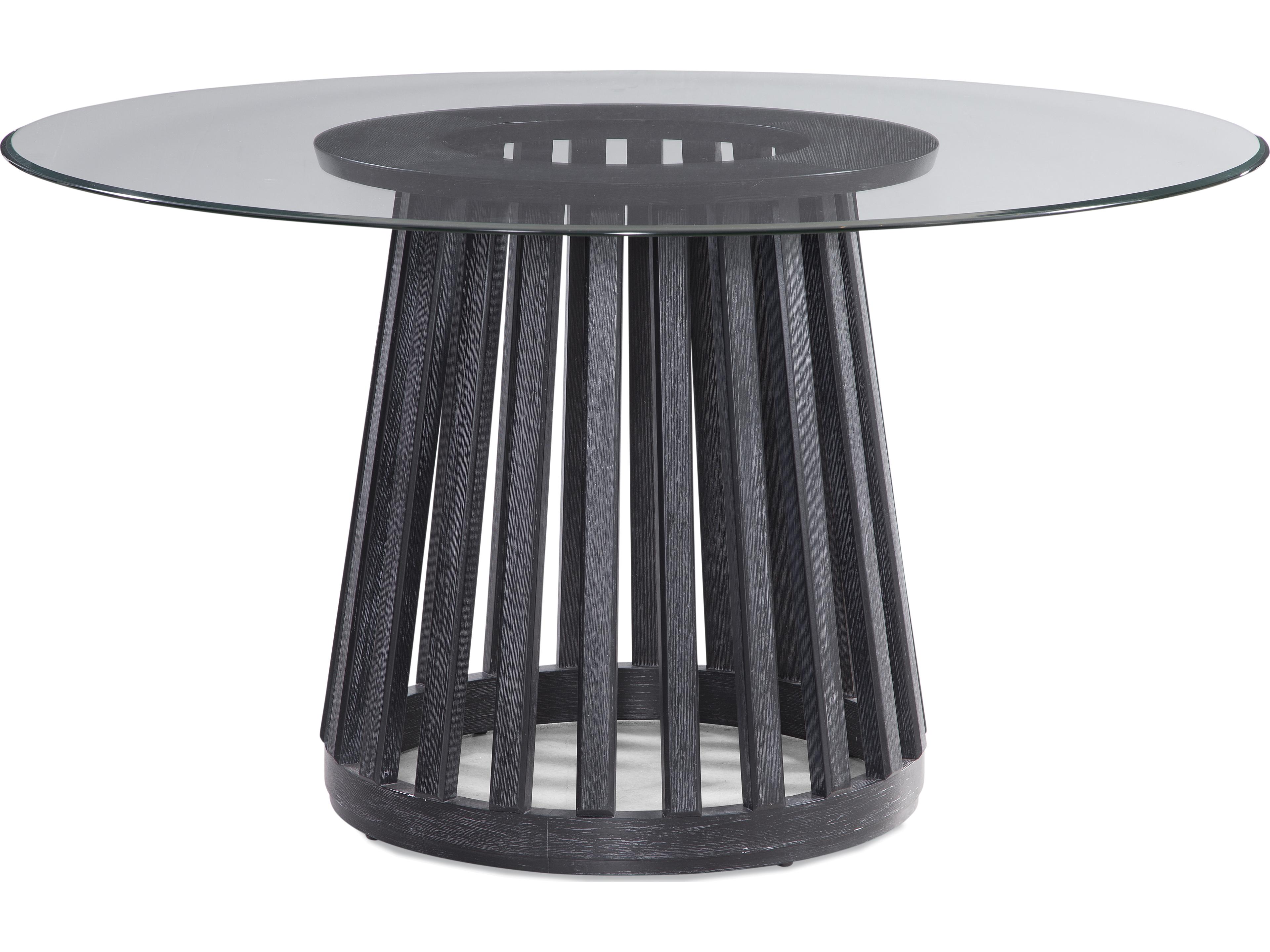 Mateo Round Glass Cerused Black Dining Table