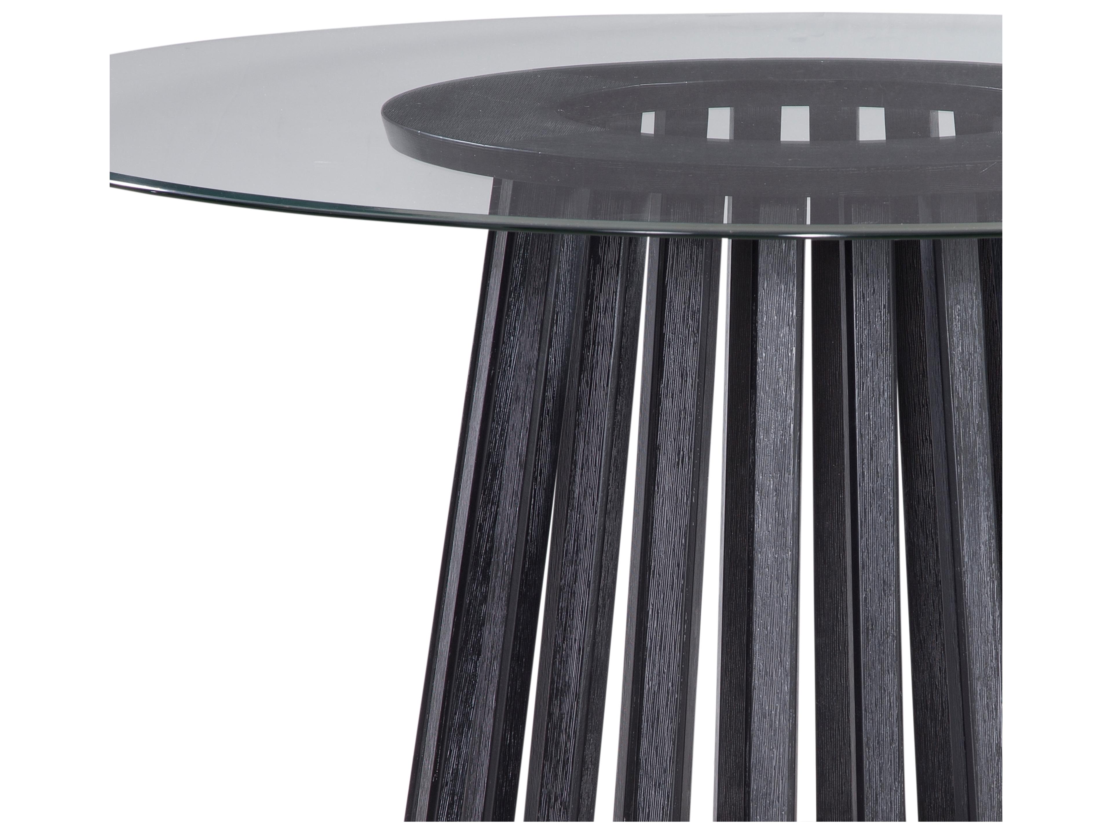 Bassett Mirror Mateo Round Glass Cerused Black Dining Table