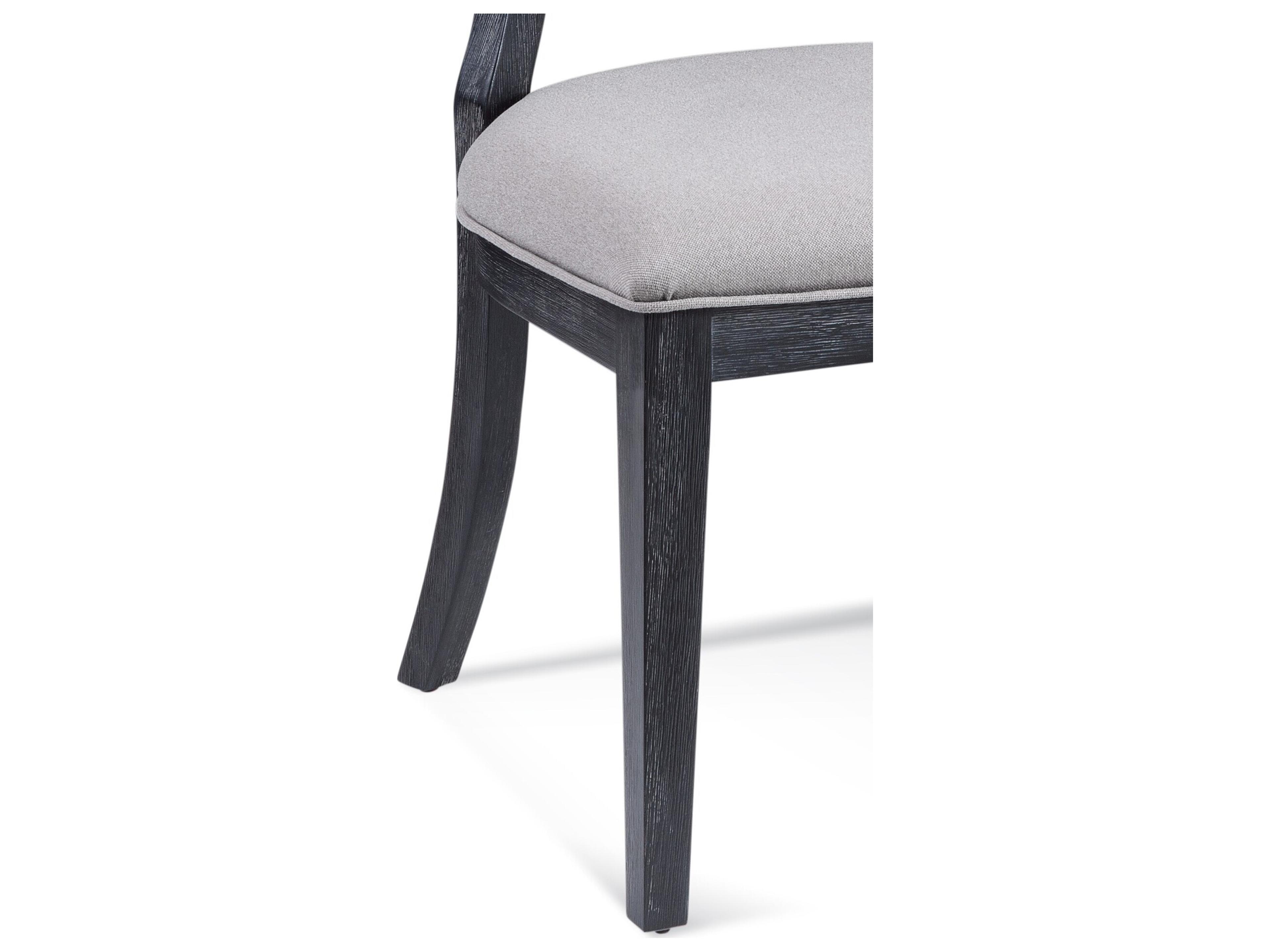 Bassett Mirror Mateo Fabric Oak Wood Gray Upholstered Side Dining Chair