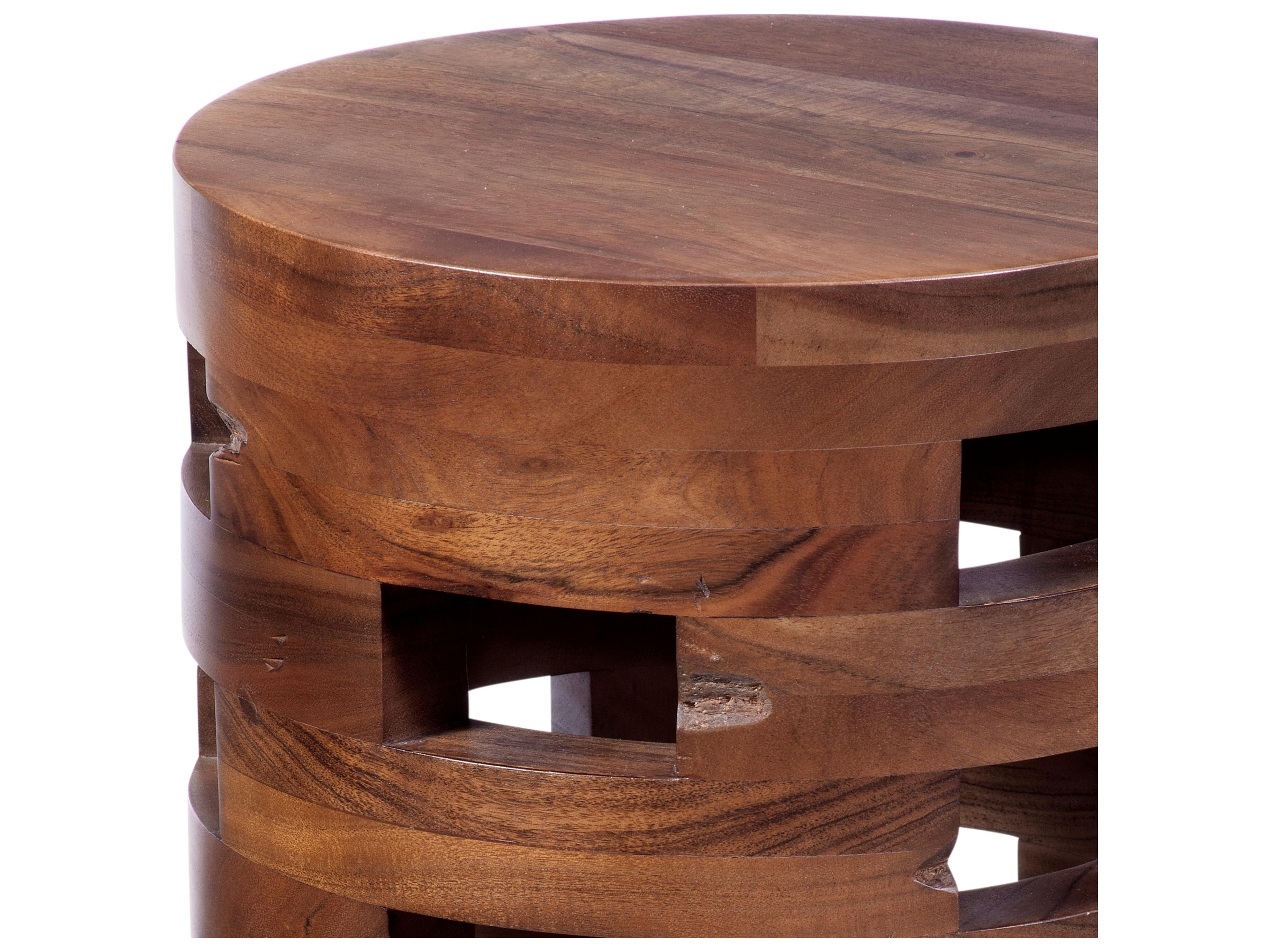 Bassett Mirror Perazza Round Wood Assorted Mango Acacia End Table