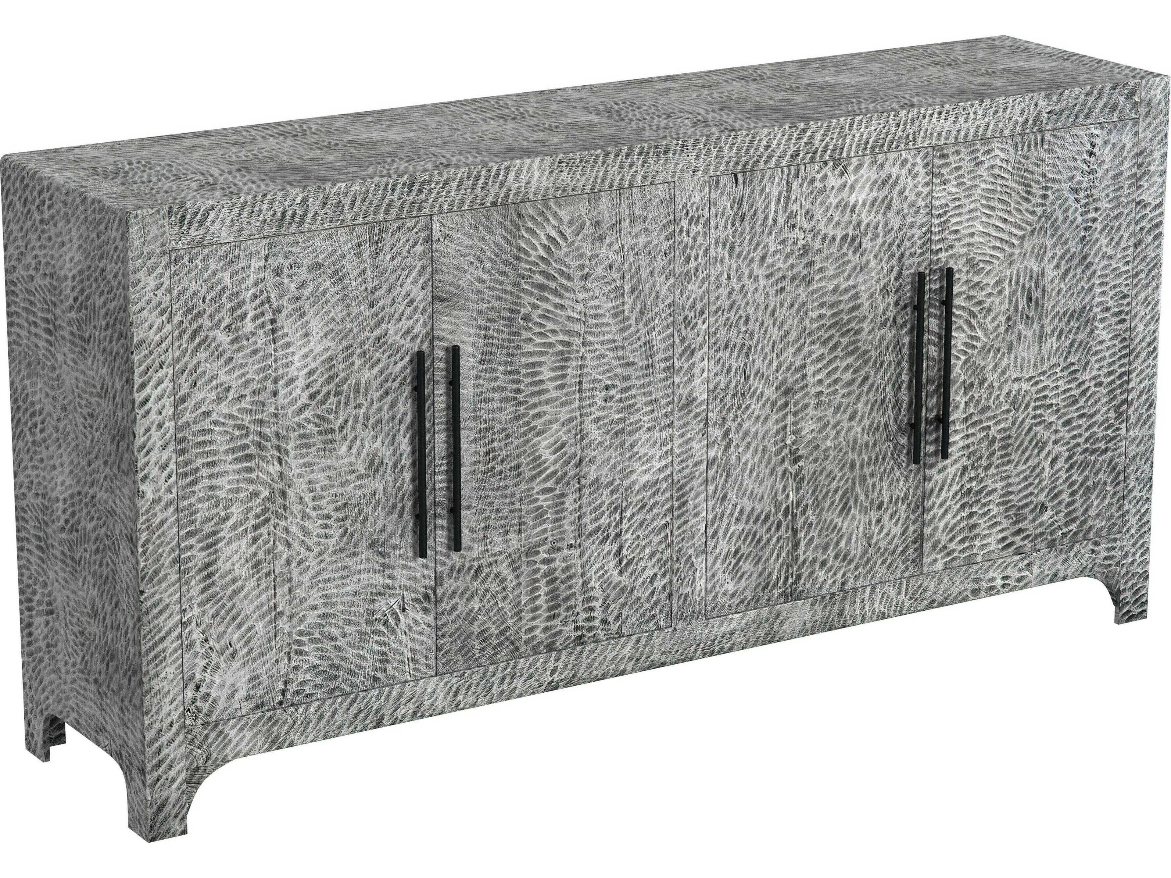 Clancy 68" Mango Wood Sandblasted Rustic Grey Sideboard