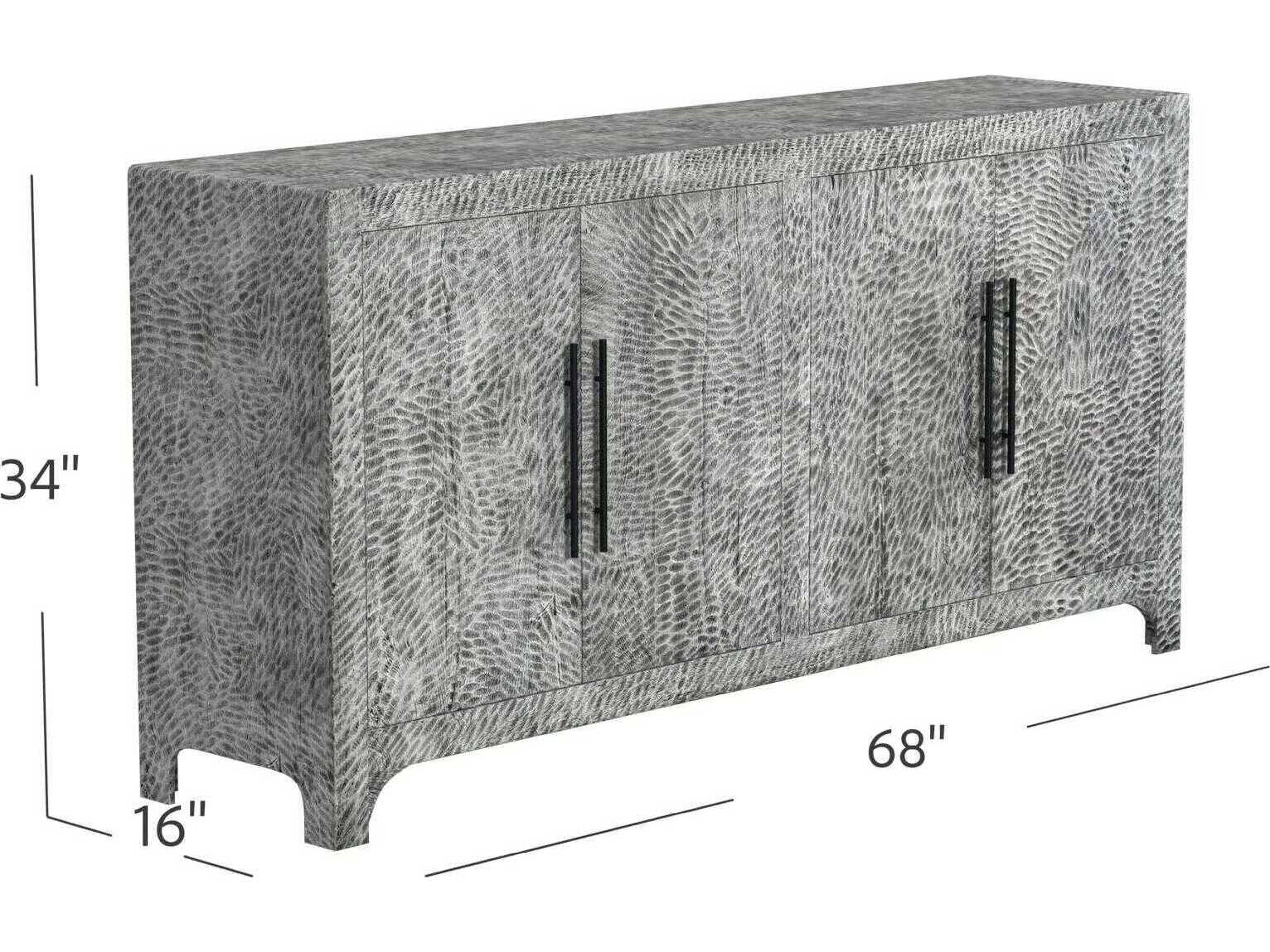 Bassett Mirror Clancy 68" Mango Wood Sandblasted Rustic Grey Sideboard