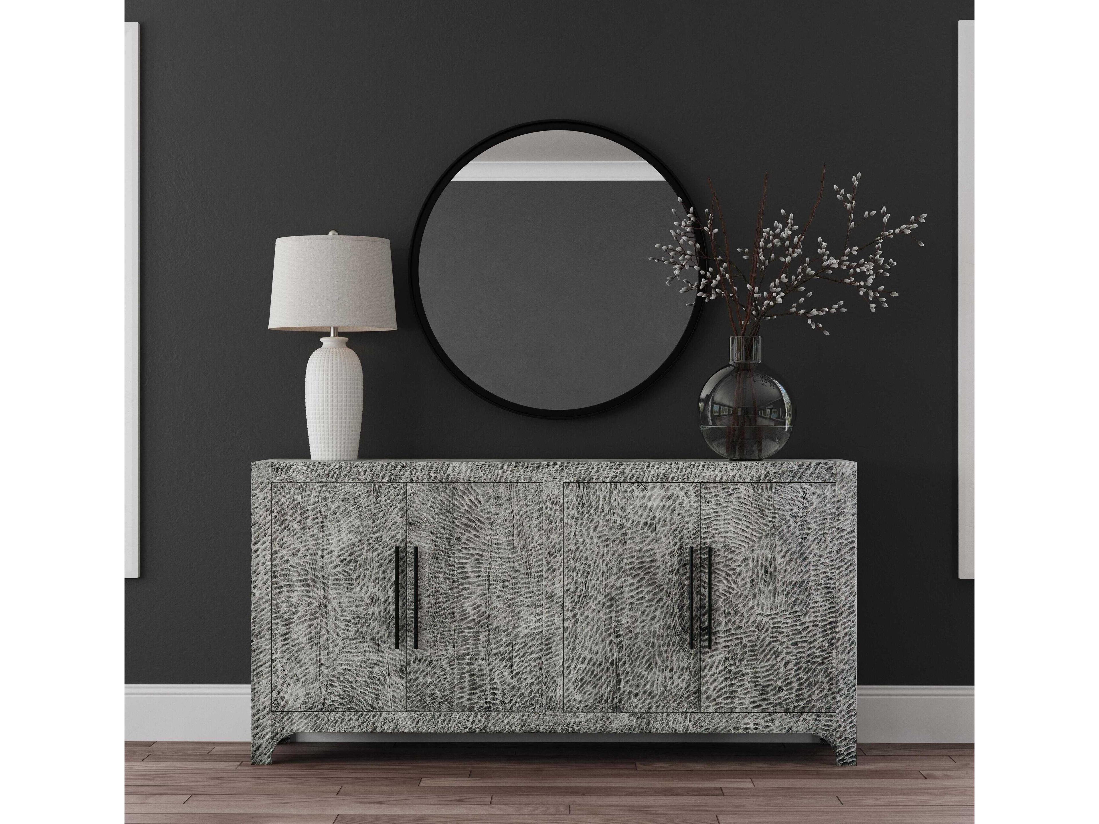 Bassett Mirror Clancy 68" Mango Wood Sandblasted Rustic Grey Sideboard