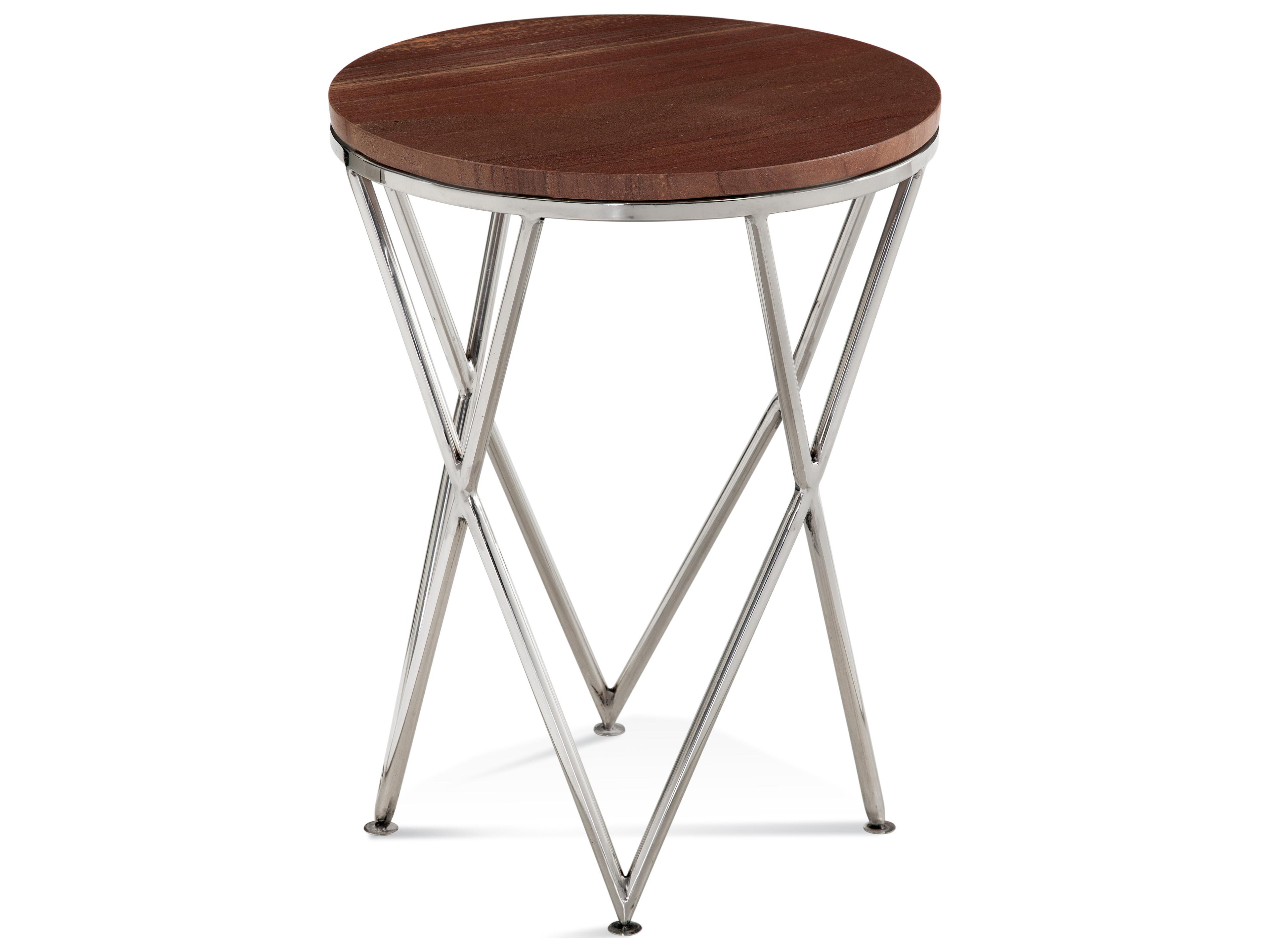 Bassett Mirror Thiago Round Red Marble Chrome End Table