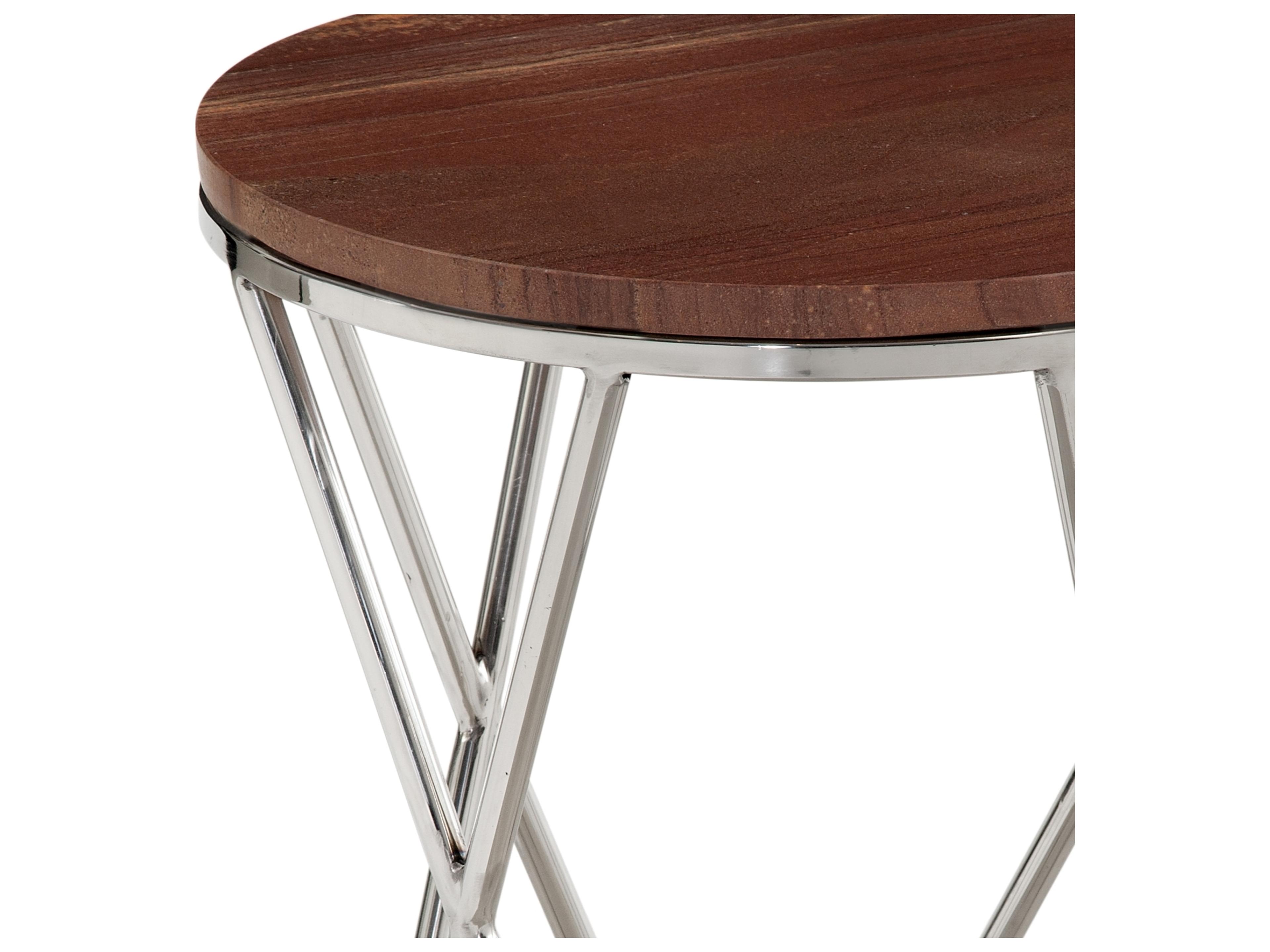 Bassett Mirror Thiago Round Red Marble Chrome End Table