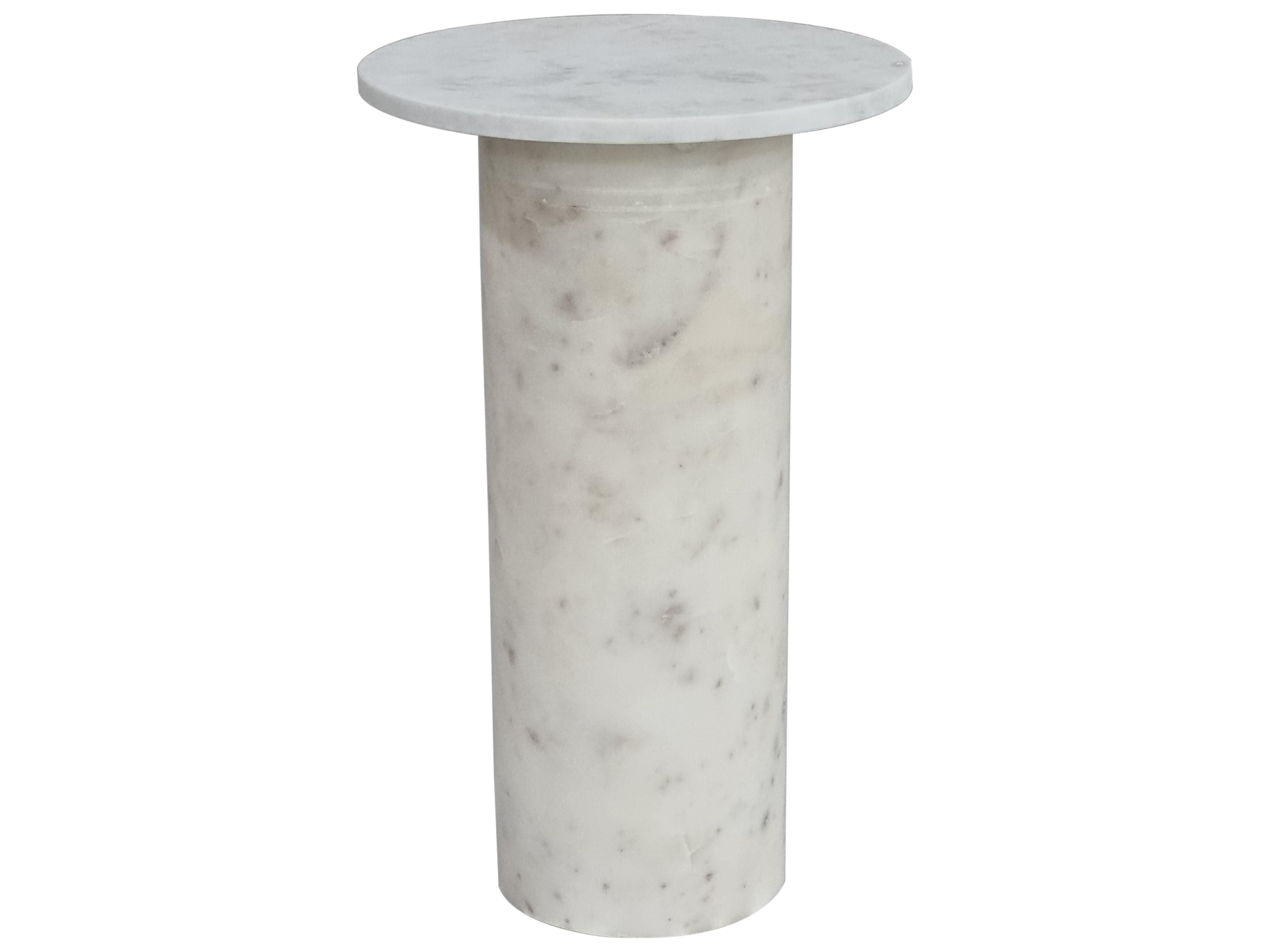 Bassett Mirror Claude Round Marble White End Table